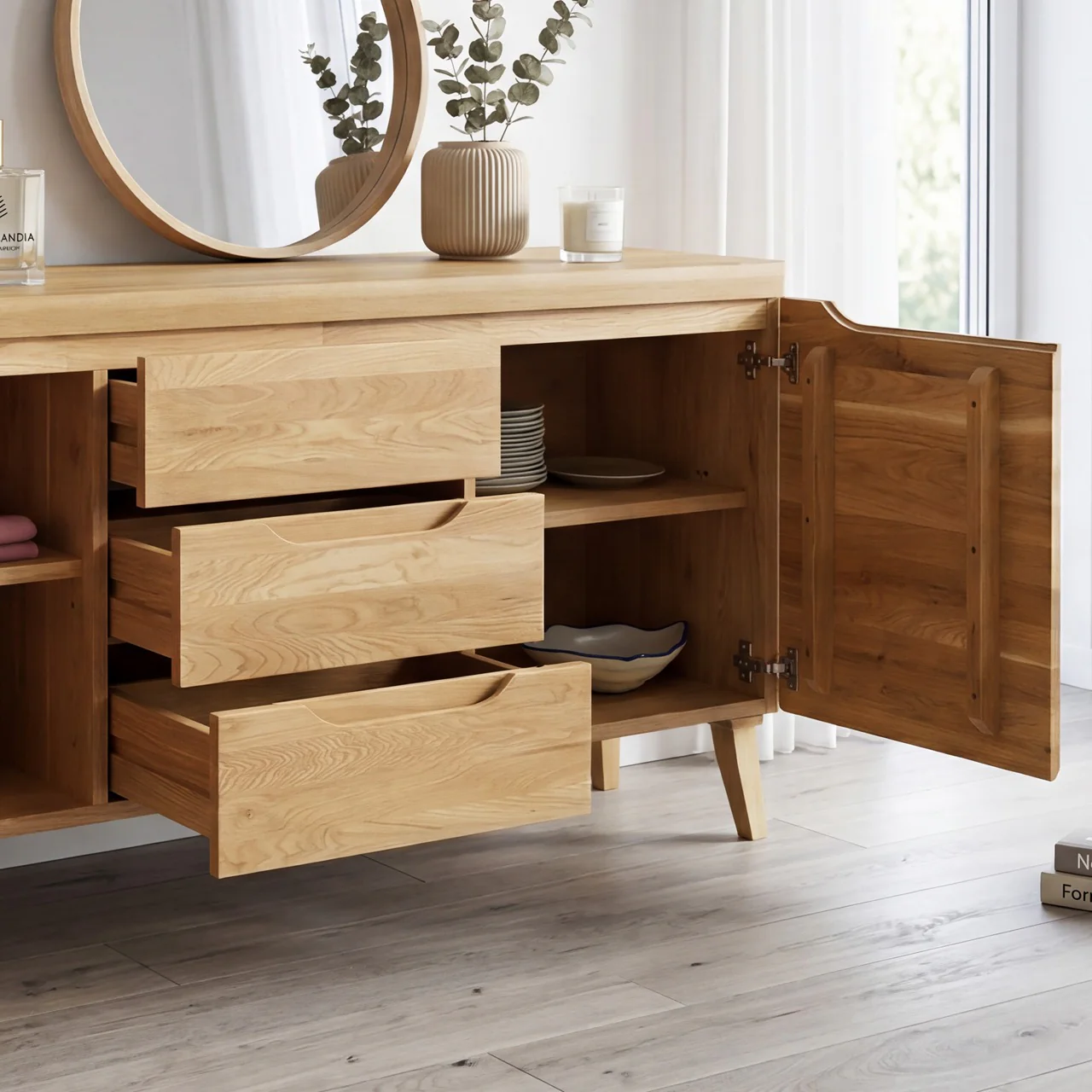 Buffet en bois massif de chêne Milan 3 - NordicStory - Image 3