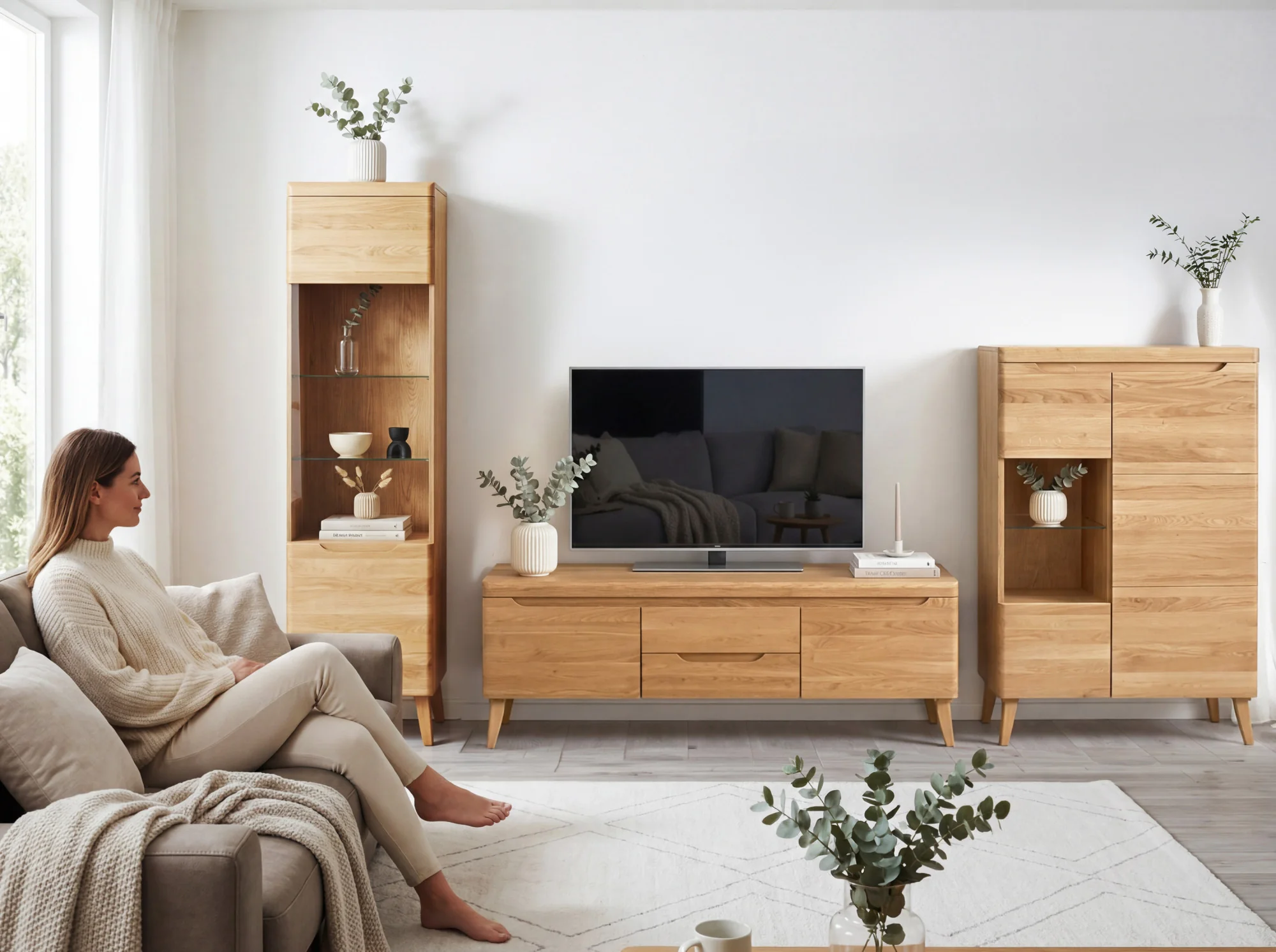 Buffet vitrine en bois massif de chêne Milan 1 - NordicStory - Image 12