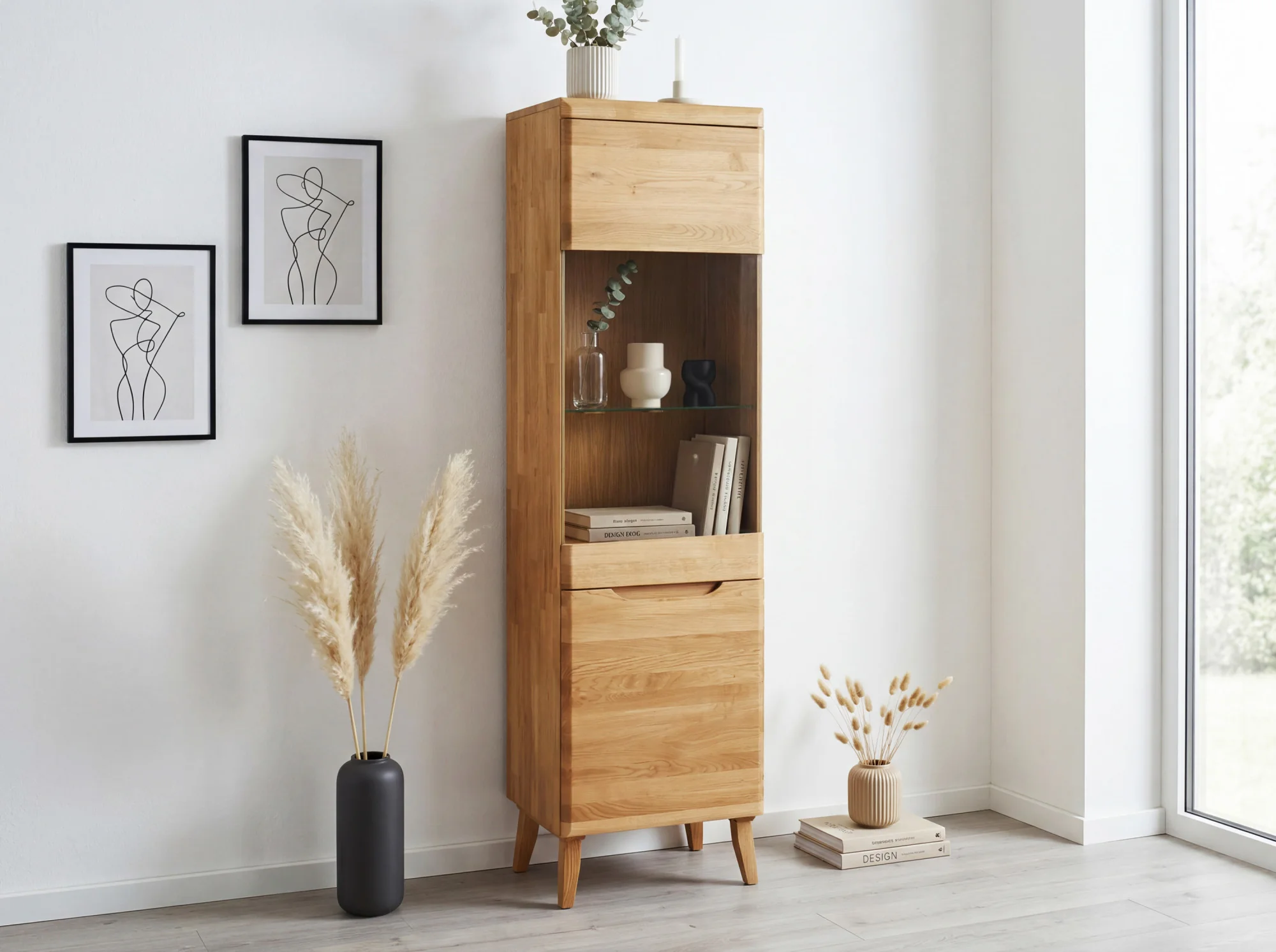 Buffet vitrine en bois massif de chêne Milan 1 - NordicStory - Image 6