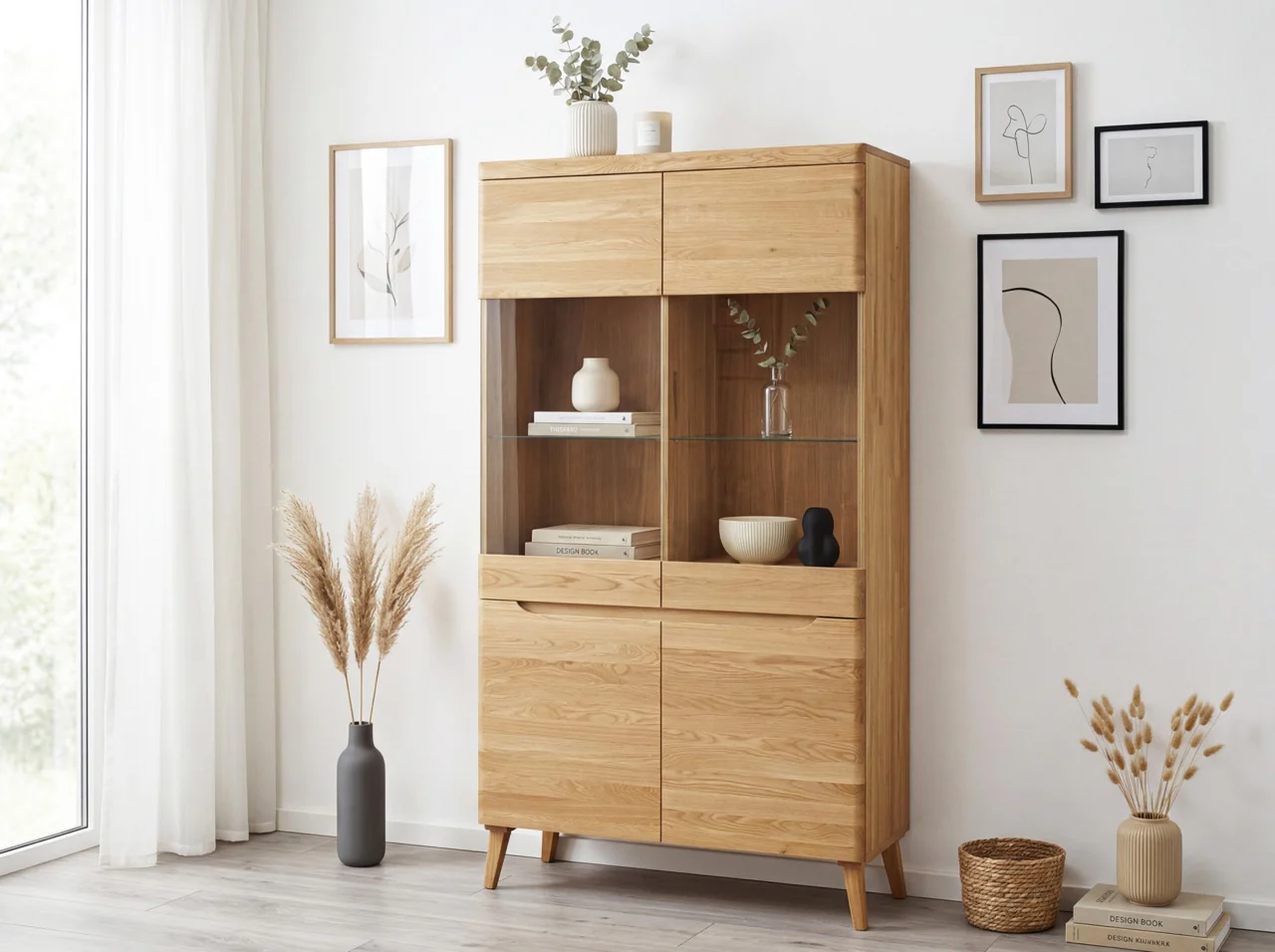 Buffet vitrine en bois massif de chêne Milan 2 - NordicStory - Image 12