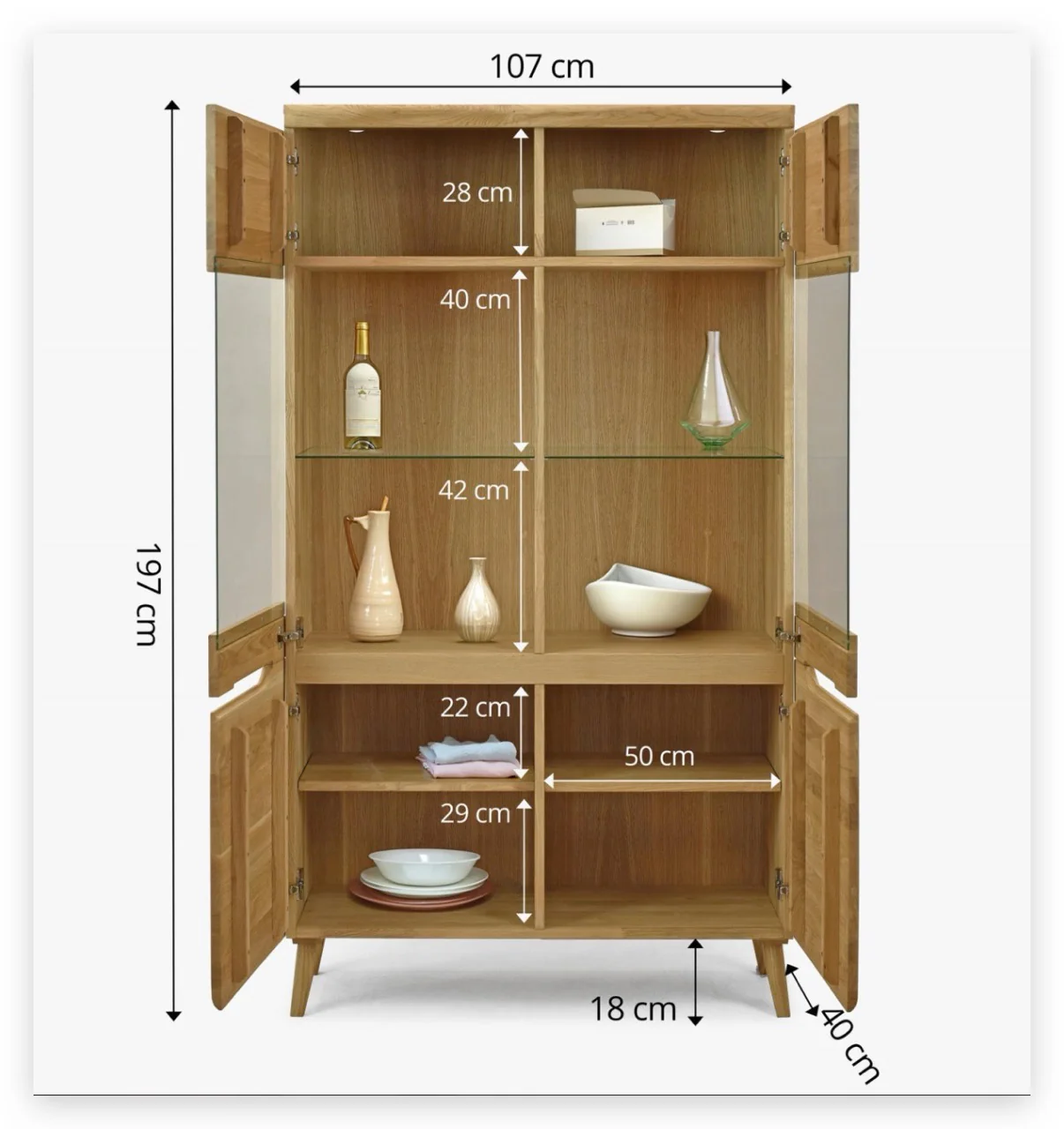 Buffet vitrine en bois massif de chêne Milan 2 - NordicStory - Image 4