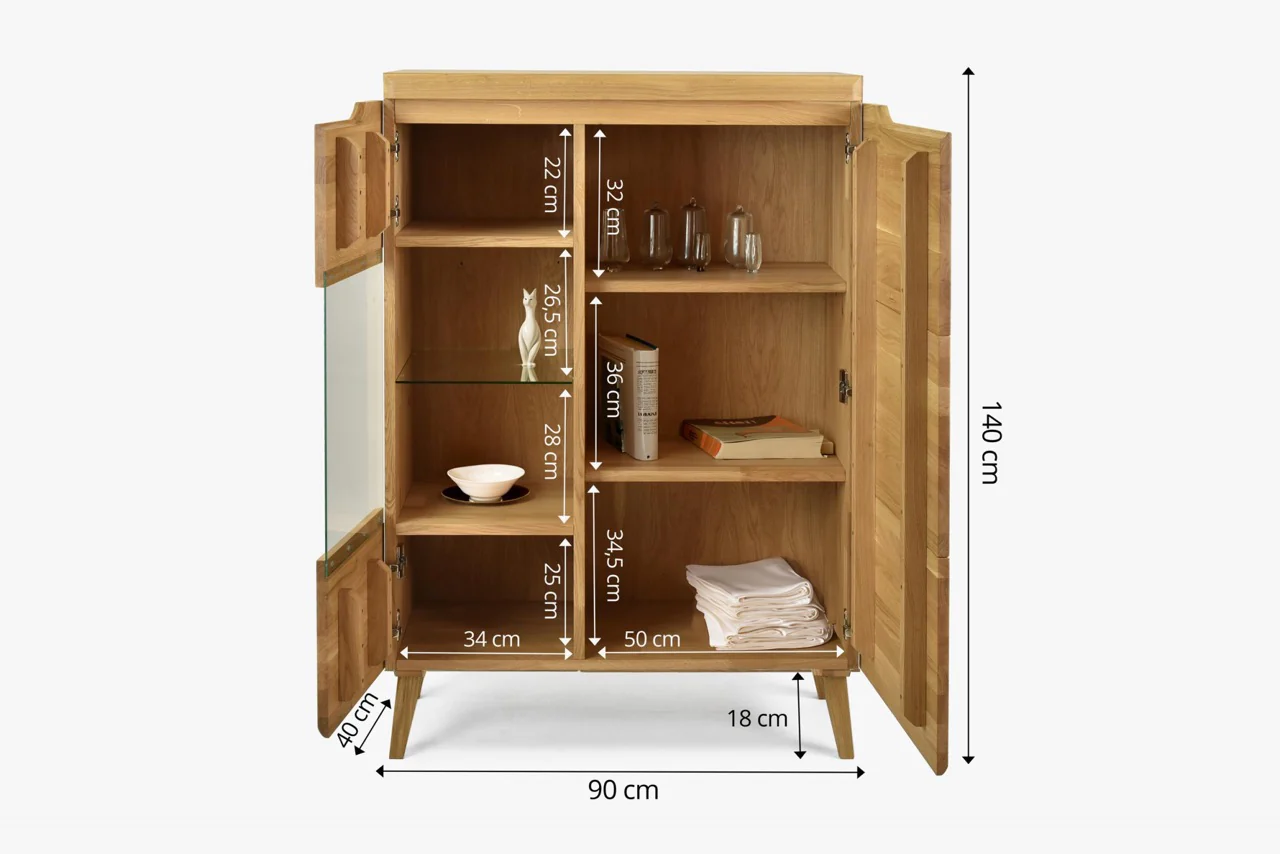 Buffet vitrine en bois massif de chêne Milan 3 - NordicStory - Image 12