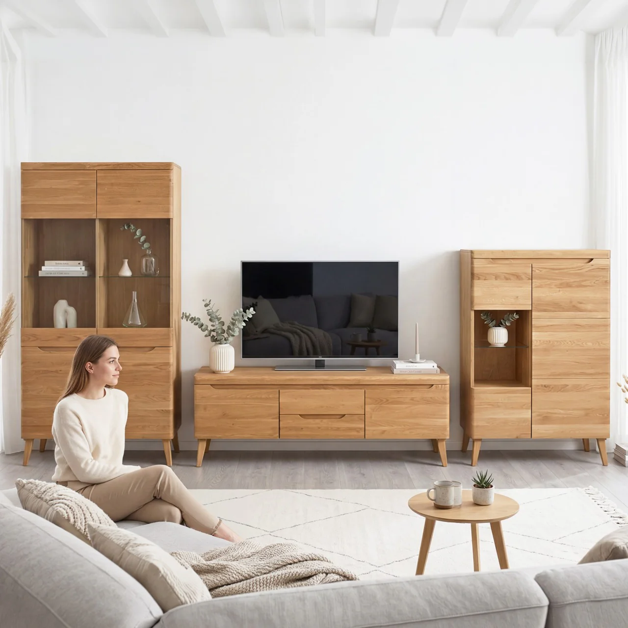 Buffet vitrine en bois massif de chêne Milan 3 - NordicStory - Image 13