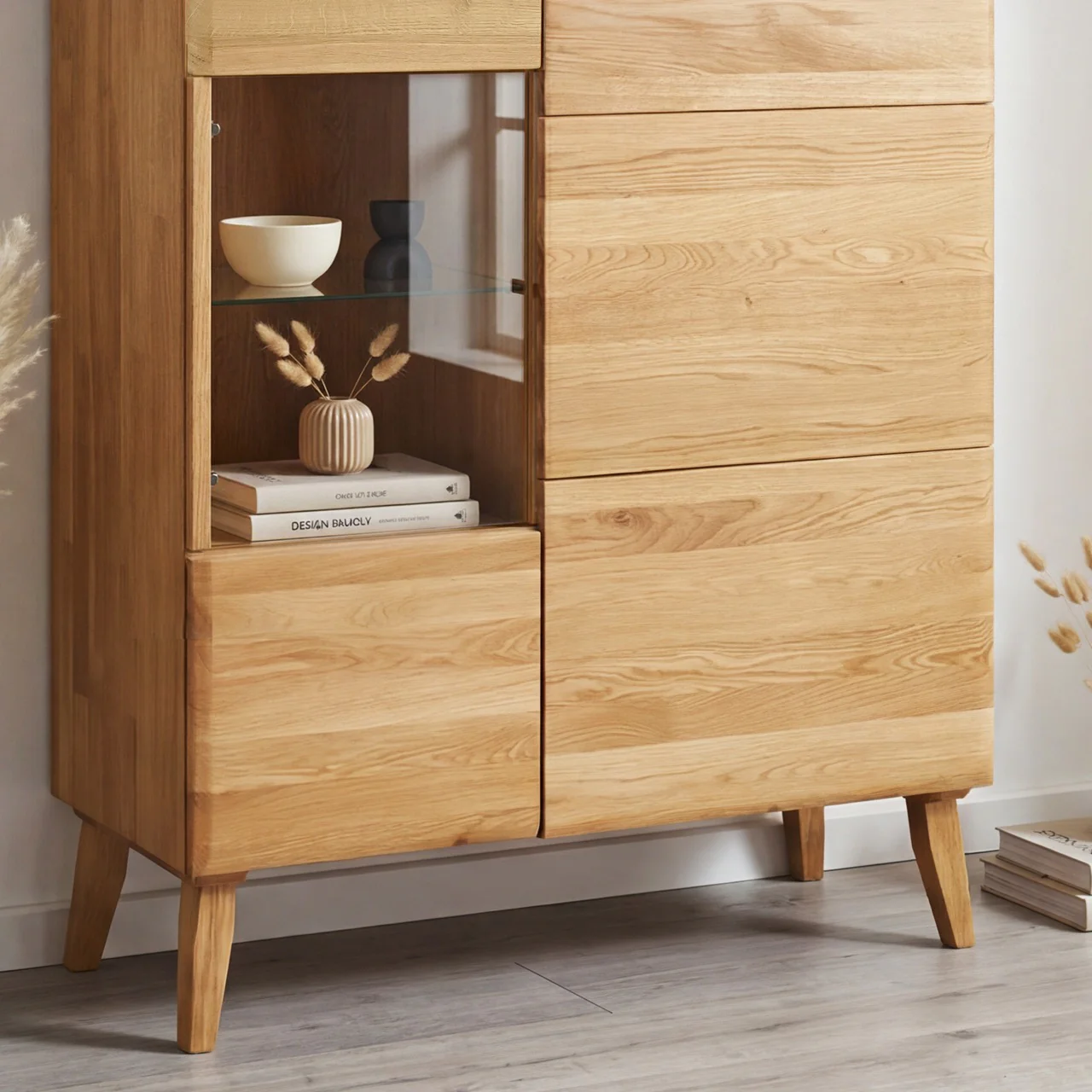 Buffet vitrine en bois massif de chêne Milan 3 - NordicStory - Image 3