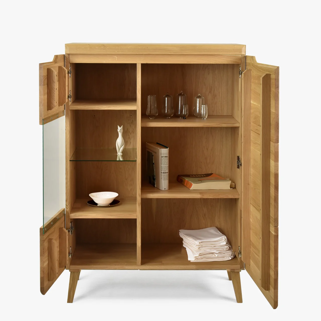 Buffet vitrine en bois massif de chêne Milan 3 - NordicStory - Image 4