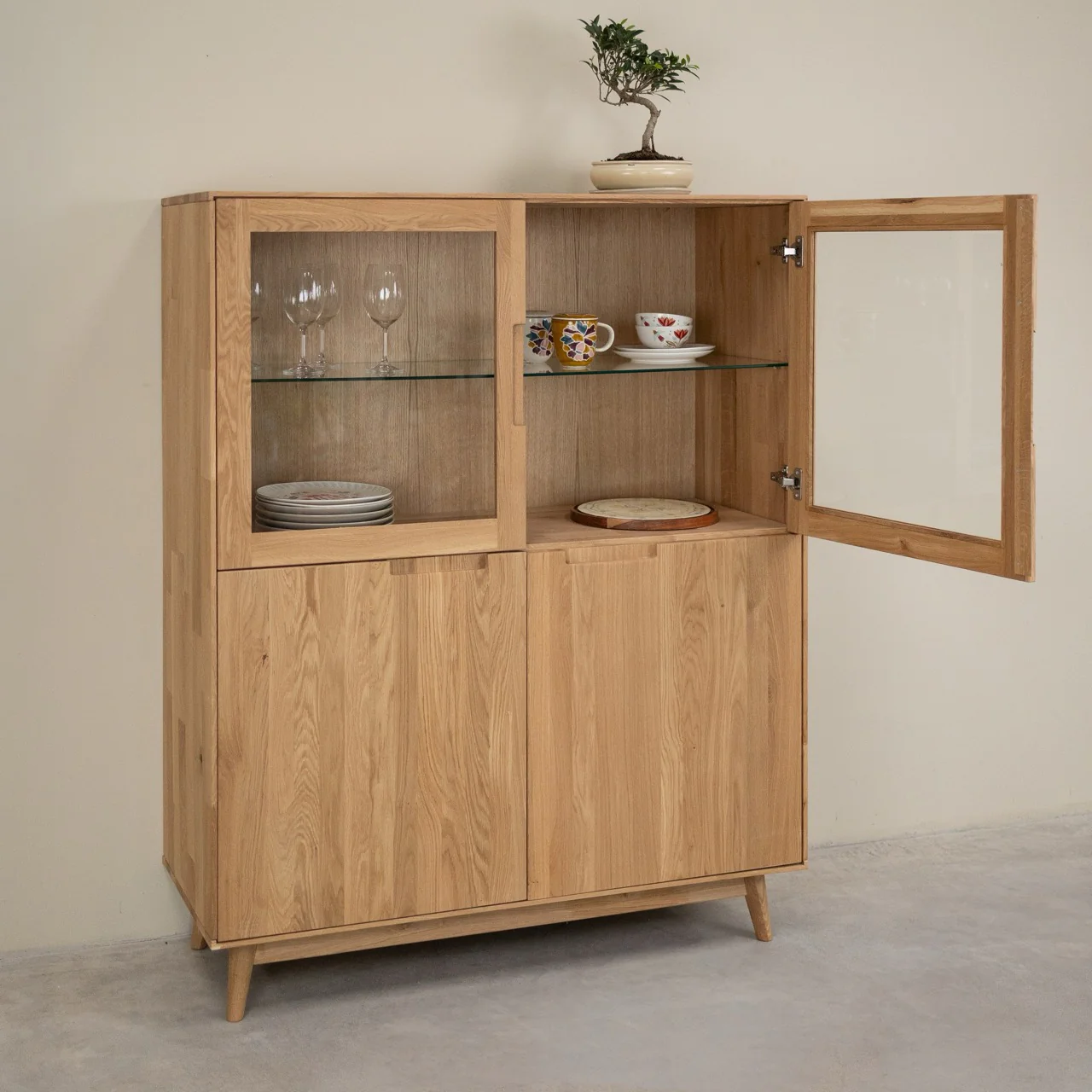Buffet vitrine en bois massif de chêne Escandi Atelier 3 - NordicStory - Image 4