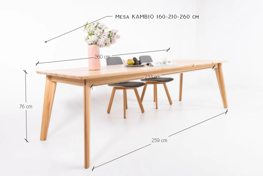 Table à manger extensible en bois massif avec 1 rallonge KAMBIO 1 - VESKOR - Image 4