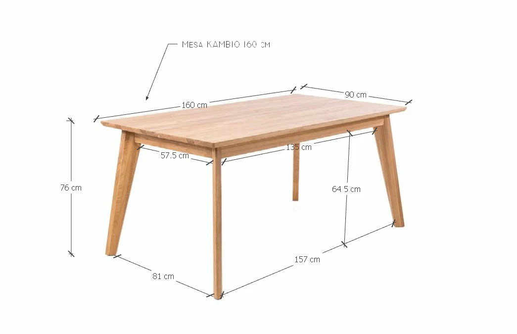 Table à manger extensible en bois massif avec 1 rallonge KAMBIO 1 - VESKOR - Image 5