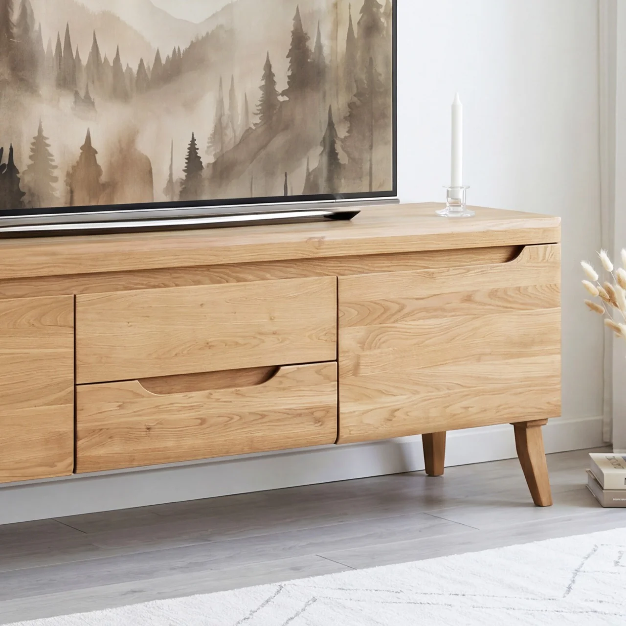 Meuble TV en bois massif de chêne Milan - NordicStory - Image 4