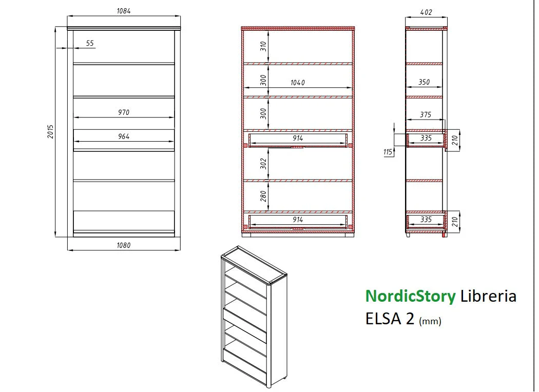 Bibliothèque en bois massif de chêne Elsa 2 - NordicStory - Image 11