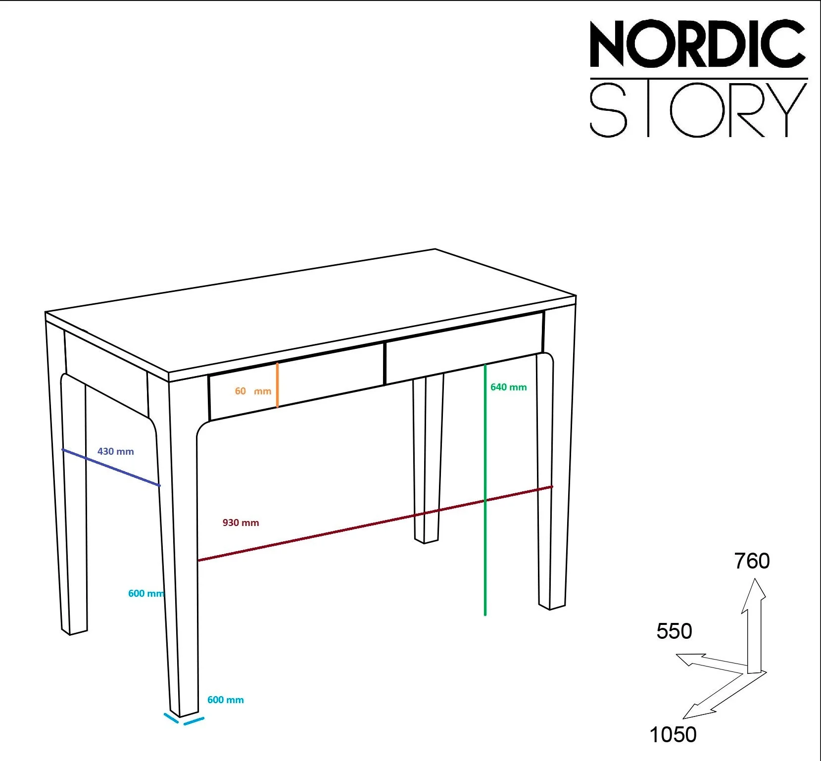 Bureau console en bois massif de chêne Axel I - NordicStory - Image 16