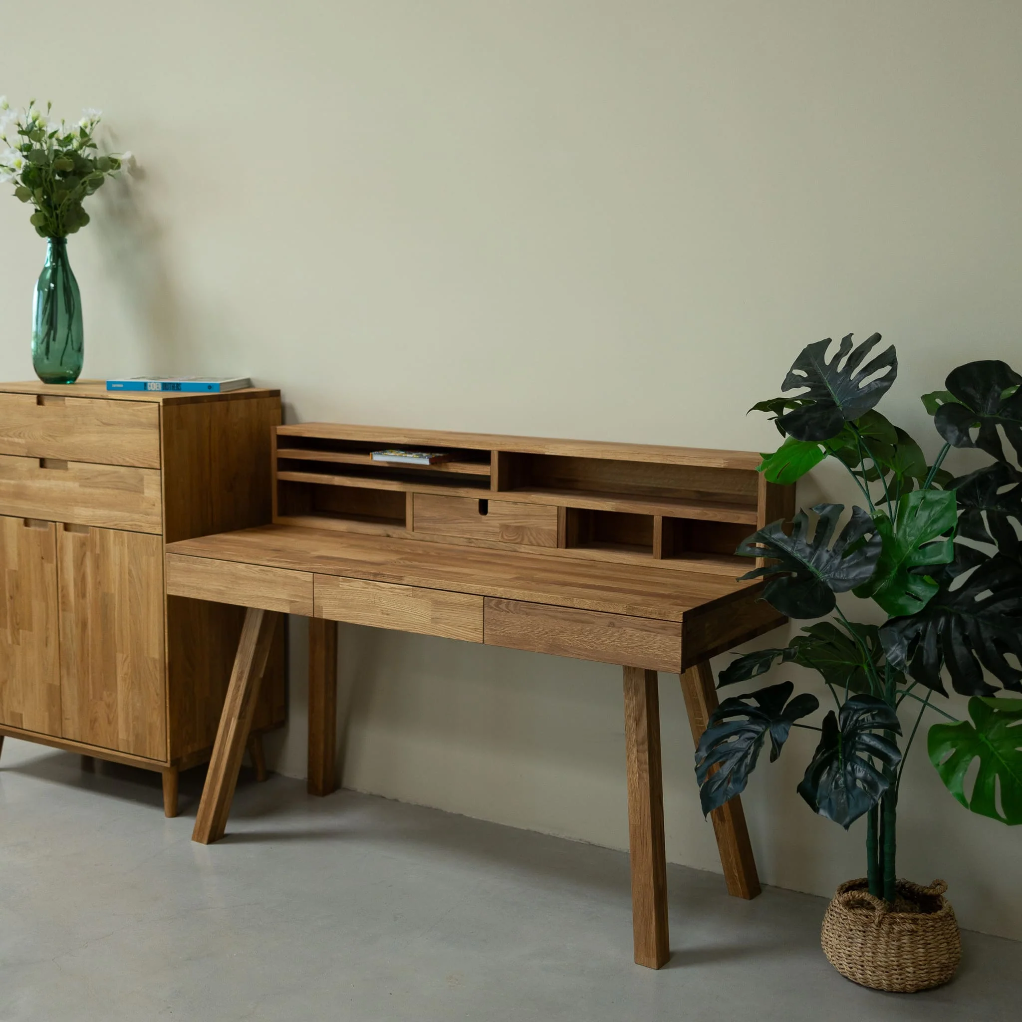 Bureau console en bois massif de chêne Einstein II - NordicStory - Image 3
