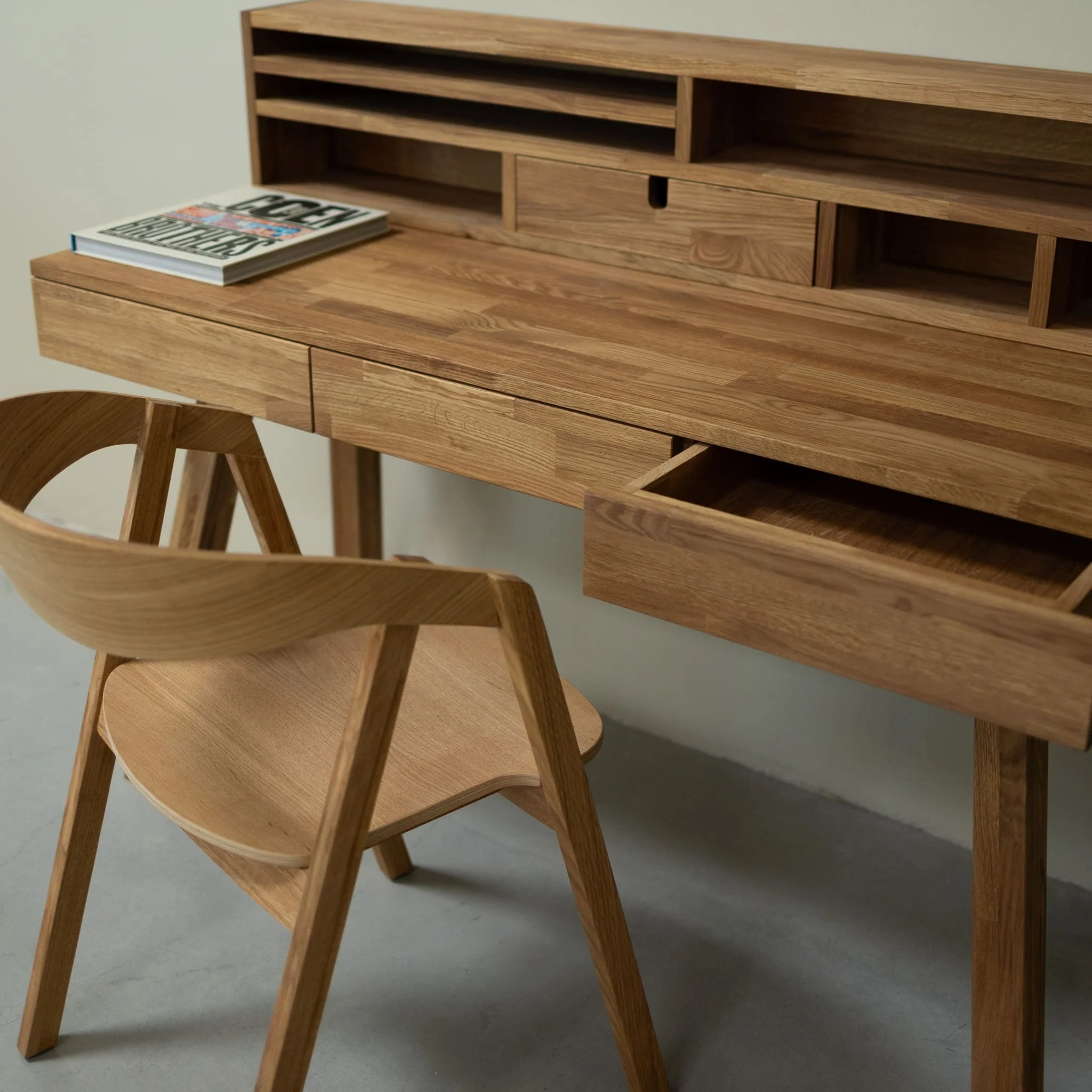 Bureau console en bois massif de chêne Einstein II - NordicStory - Image 6