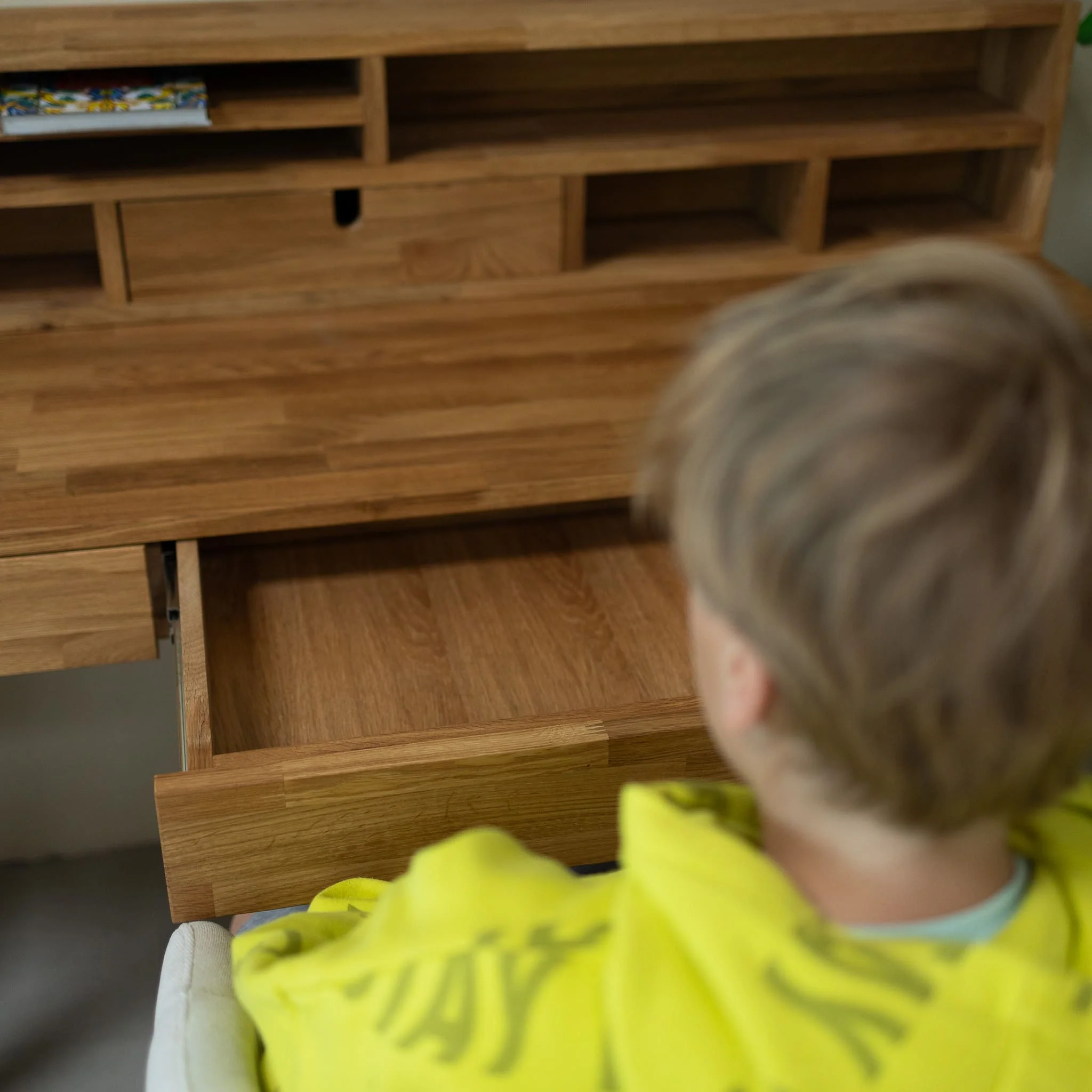 Bureau console en bois massif de chêne Einstein II - NordicStory - Image 7