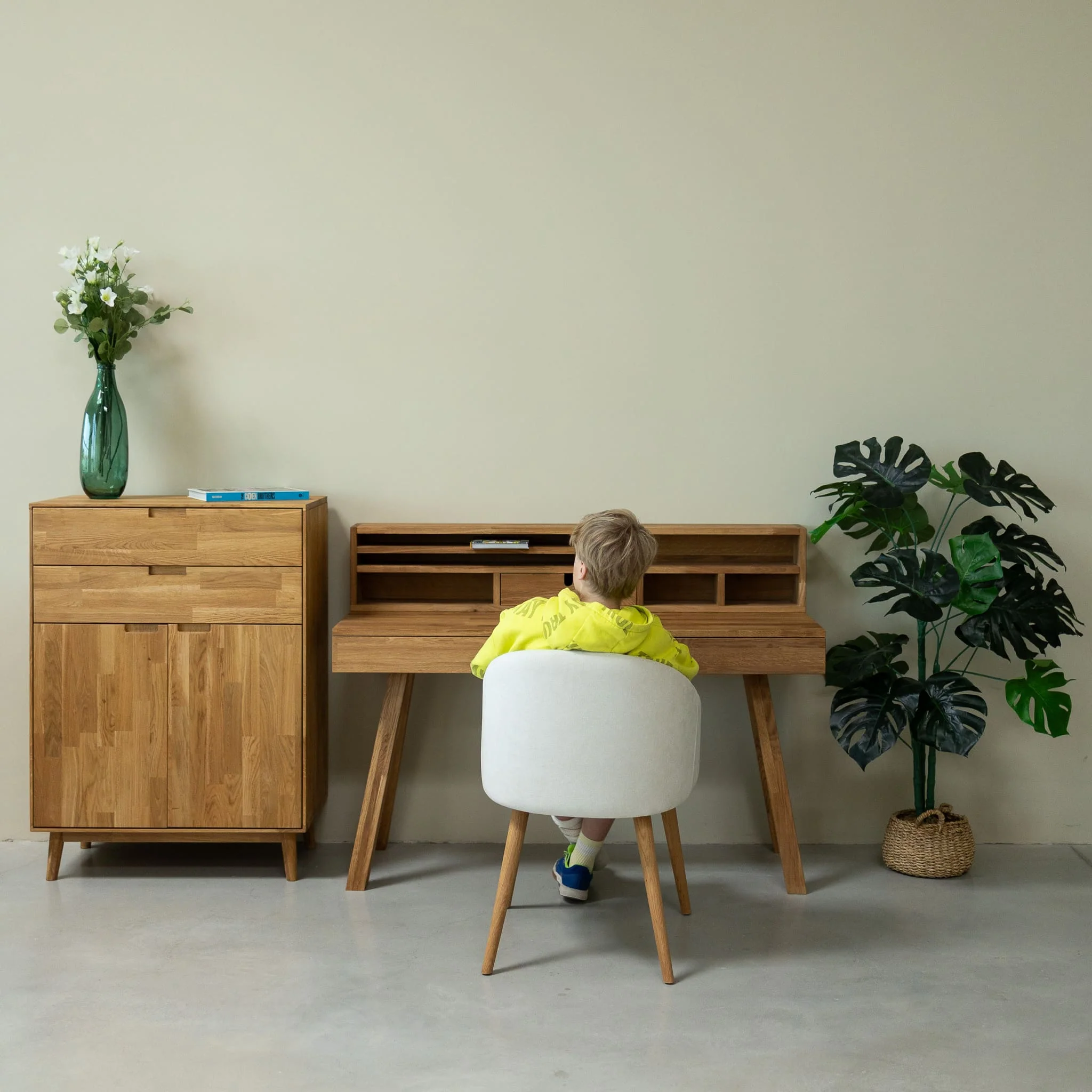 Bureau console en bois massif de chêne Einstein II - NordicStory - Image 9