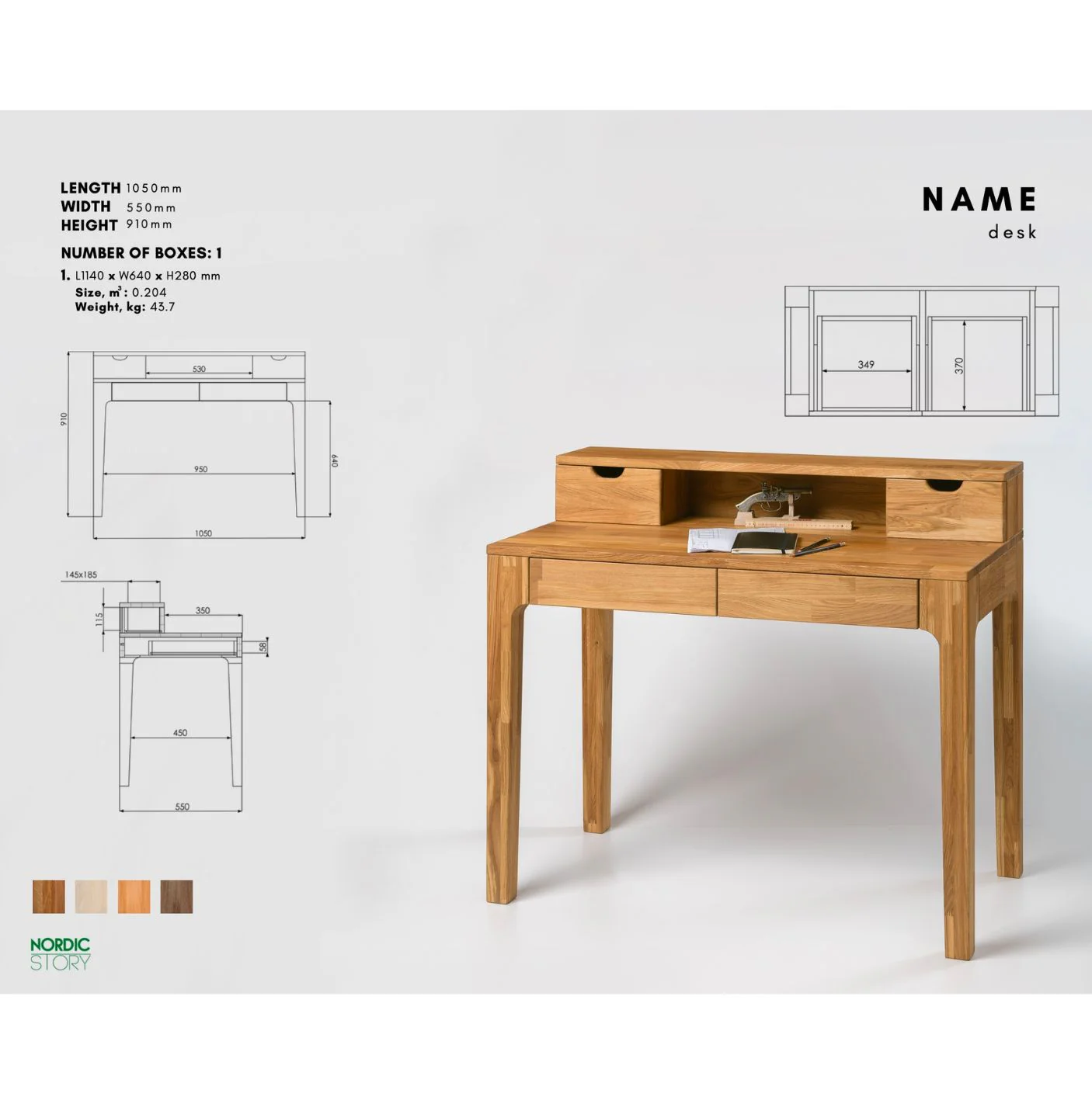 Bureau console en bois massif de chêne Royal - NordicStory - Image 11