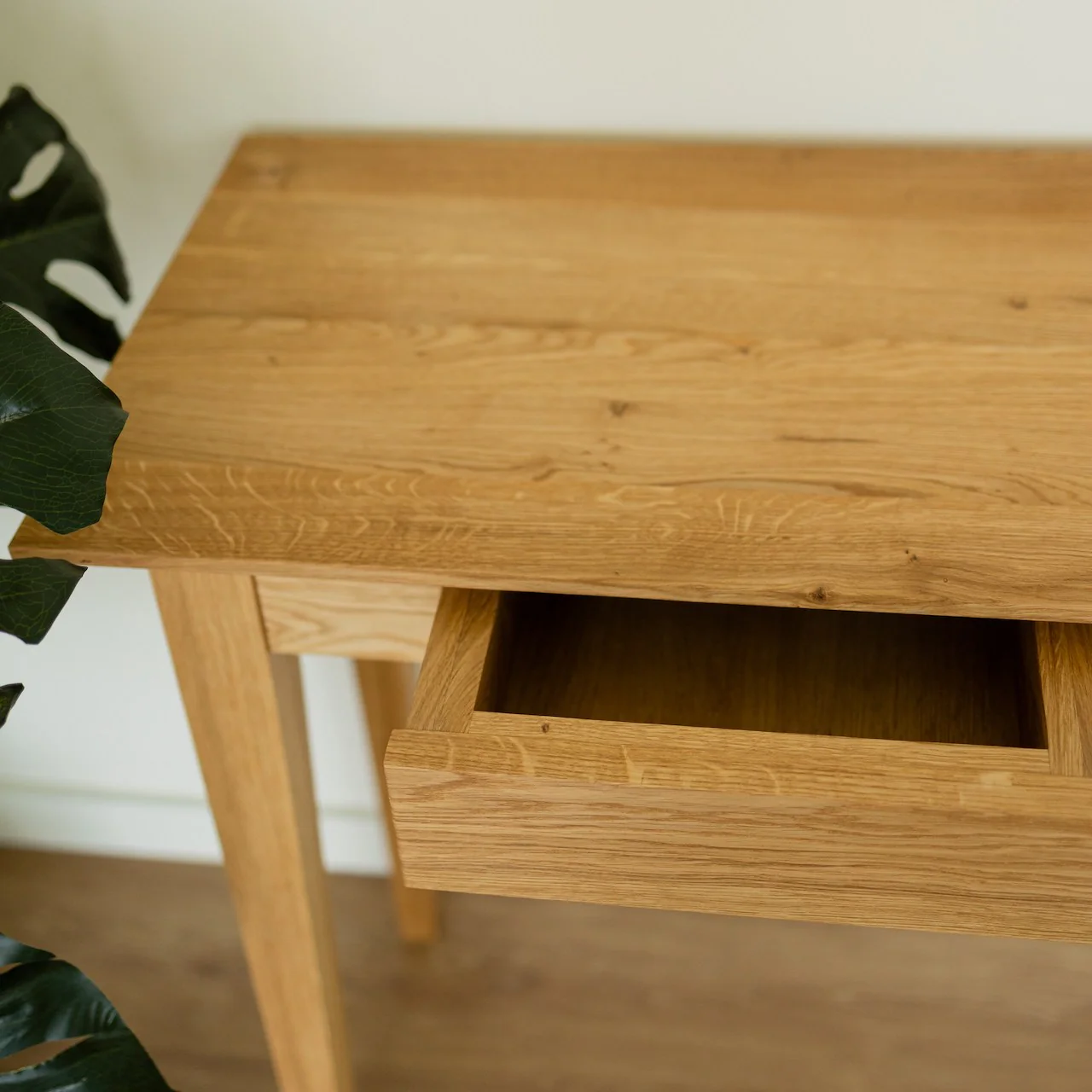 Bureau console avec 2 tiroirs en bois massif de chêne Tolédo 2 - NordicStory - Image 10