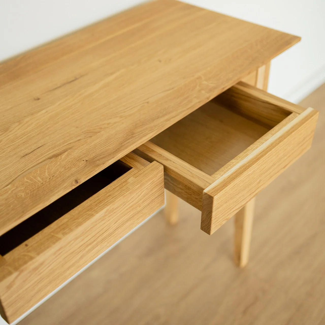 Bureau console avec 2 tiroirs en bois massif de chêne Tolédo 2 - NordicStory - Image 5