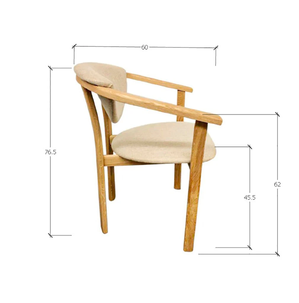 Chaise de salle à manger en bois massif de chêne Alexis, revêtement en tissu Beige – Lot de 2 ou 4 chaises - NordicStory - Image 10