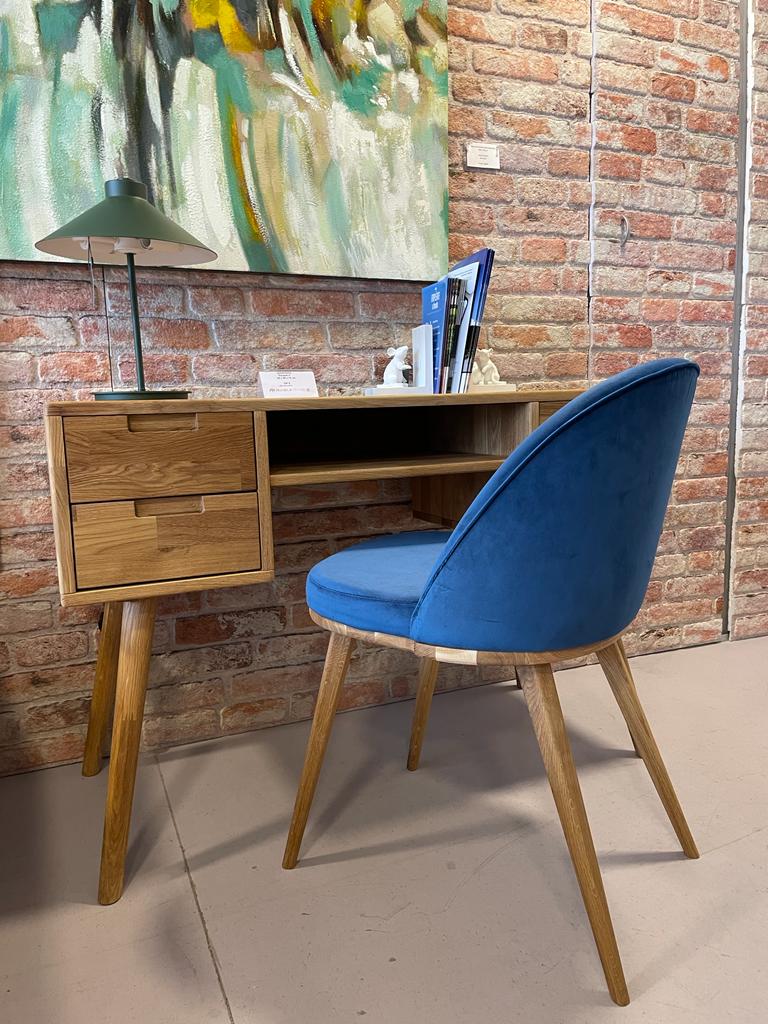 Chaise de salle à manger en bois massif de chêne Clara, revêtement en velours Bleu Monaco – Lot de 2 ou 4 chaises - NordicStory - Image 5