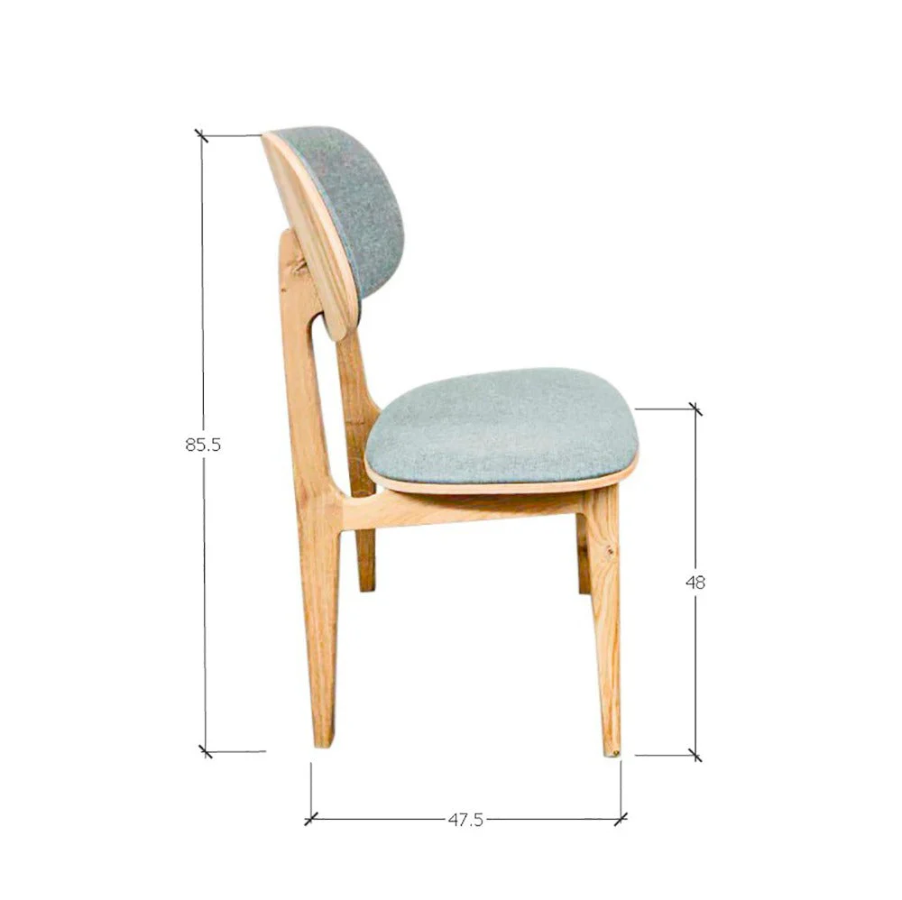 Chaise de salle à manger en bois massif de chêne Varde, revêtement en tissu Gris Nordique/Beige – Lot de 2 ou 4 chaises - NordicStory - Image 19