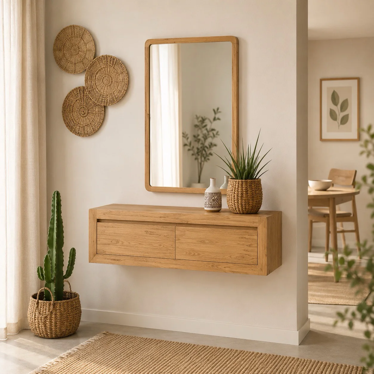Miroir en bois massif de chêne Genève - NordicStory