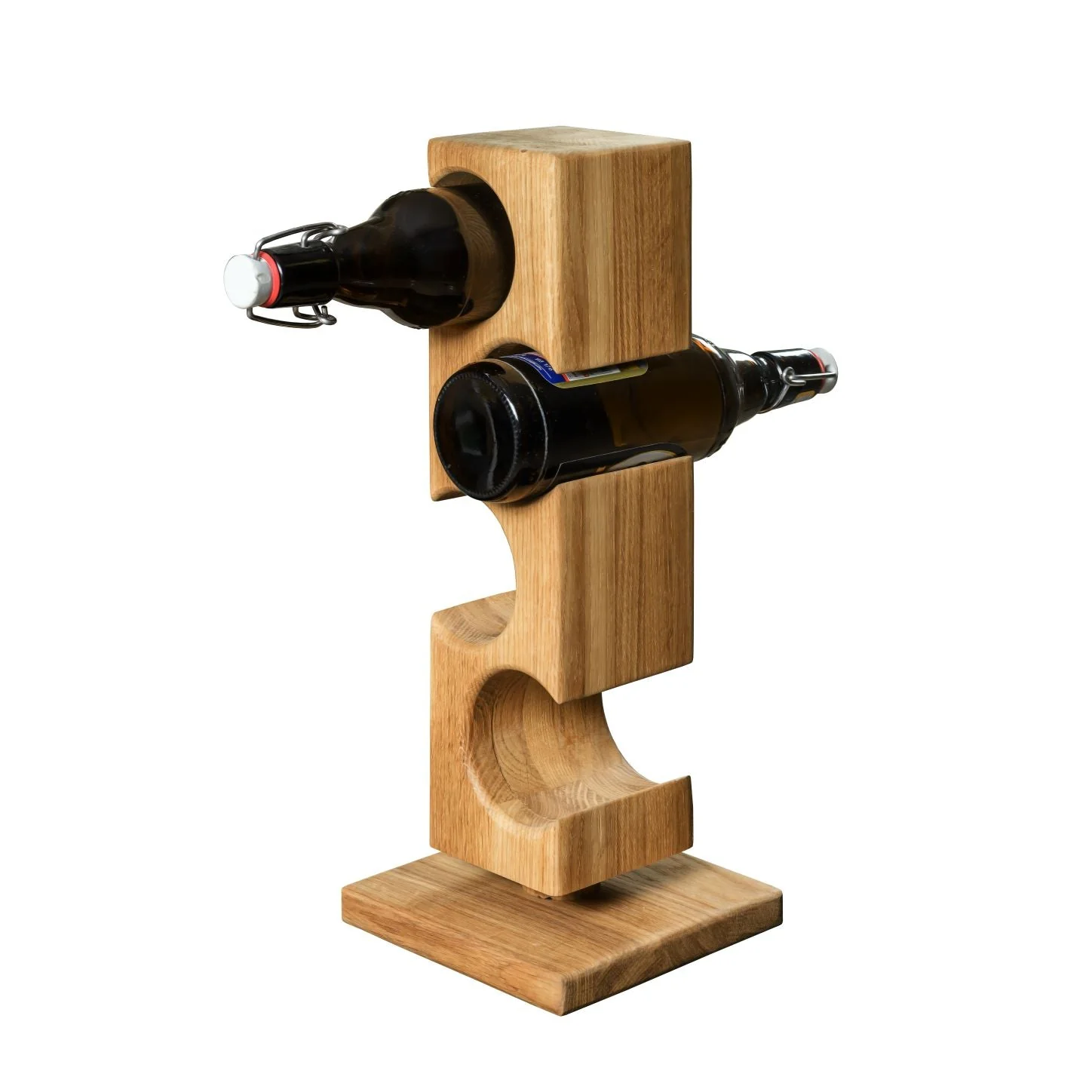 Porte-bouteilles en bois massif de chêne ALMA – Pour 4 bouteilles de vin - NordicStory - Image 11