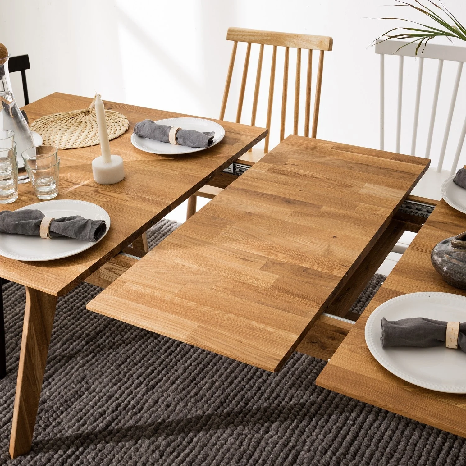 Table à manger extensible en bois massif de chêne Harold - NordicStory - Image 9