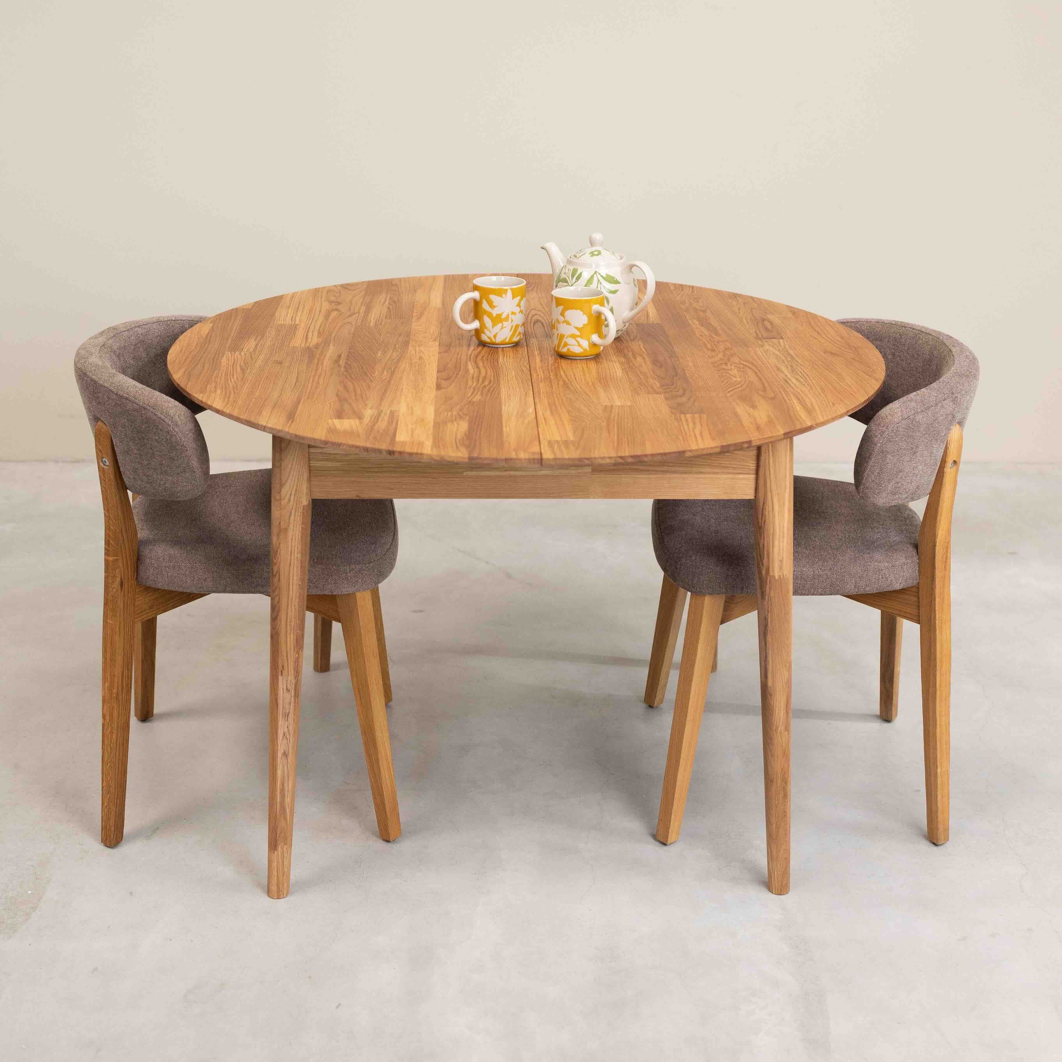 Table à manger ronde extensible en chêne massif Escandi 5 - NordicStory - Image 5