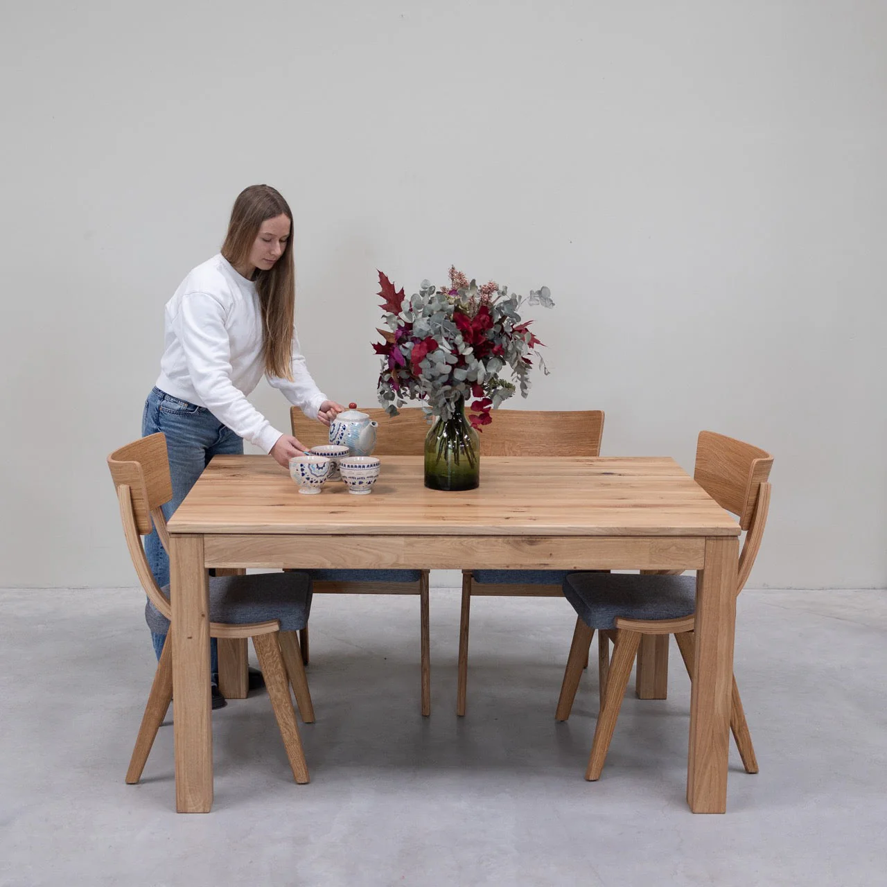 Table à manger extensible en bois massif de chêne L2 - NordicStory - Image 10