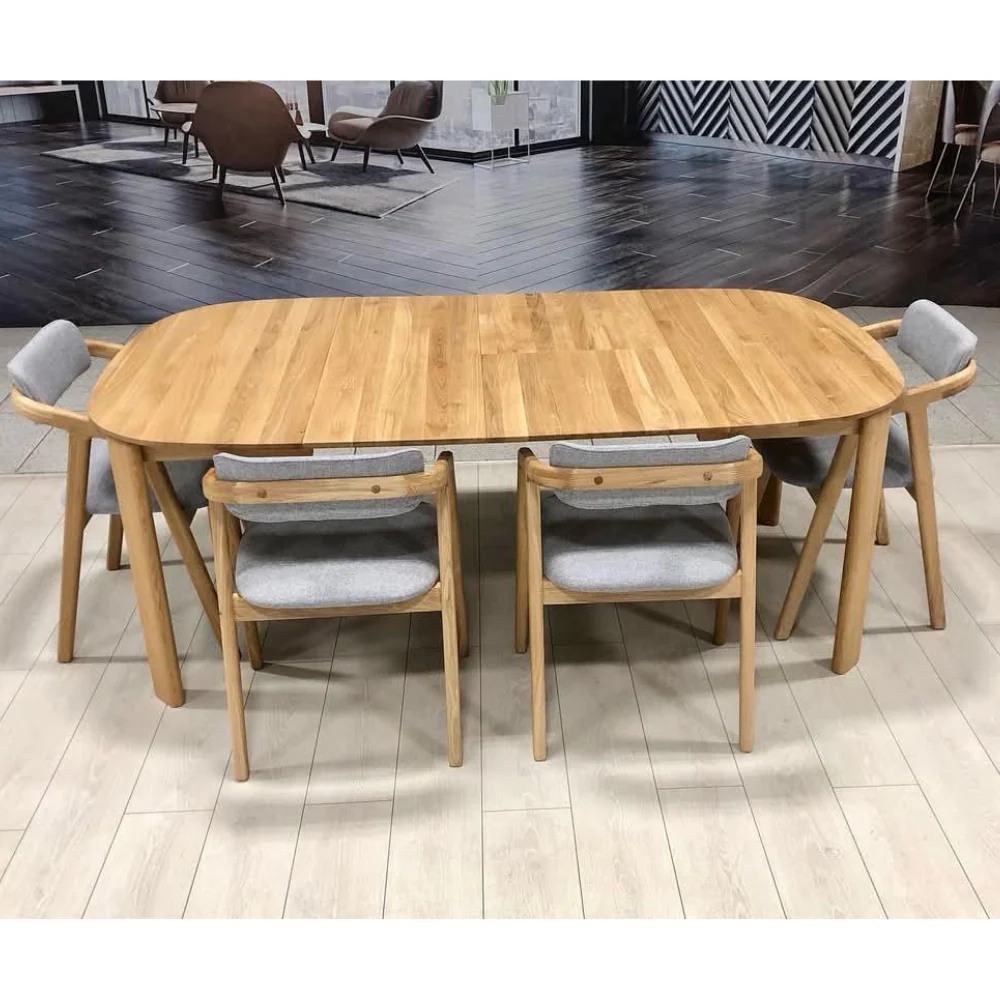 Table à manger ronde extensible en bois massif de chêne Victoria - NordicStory - Image 12