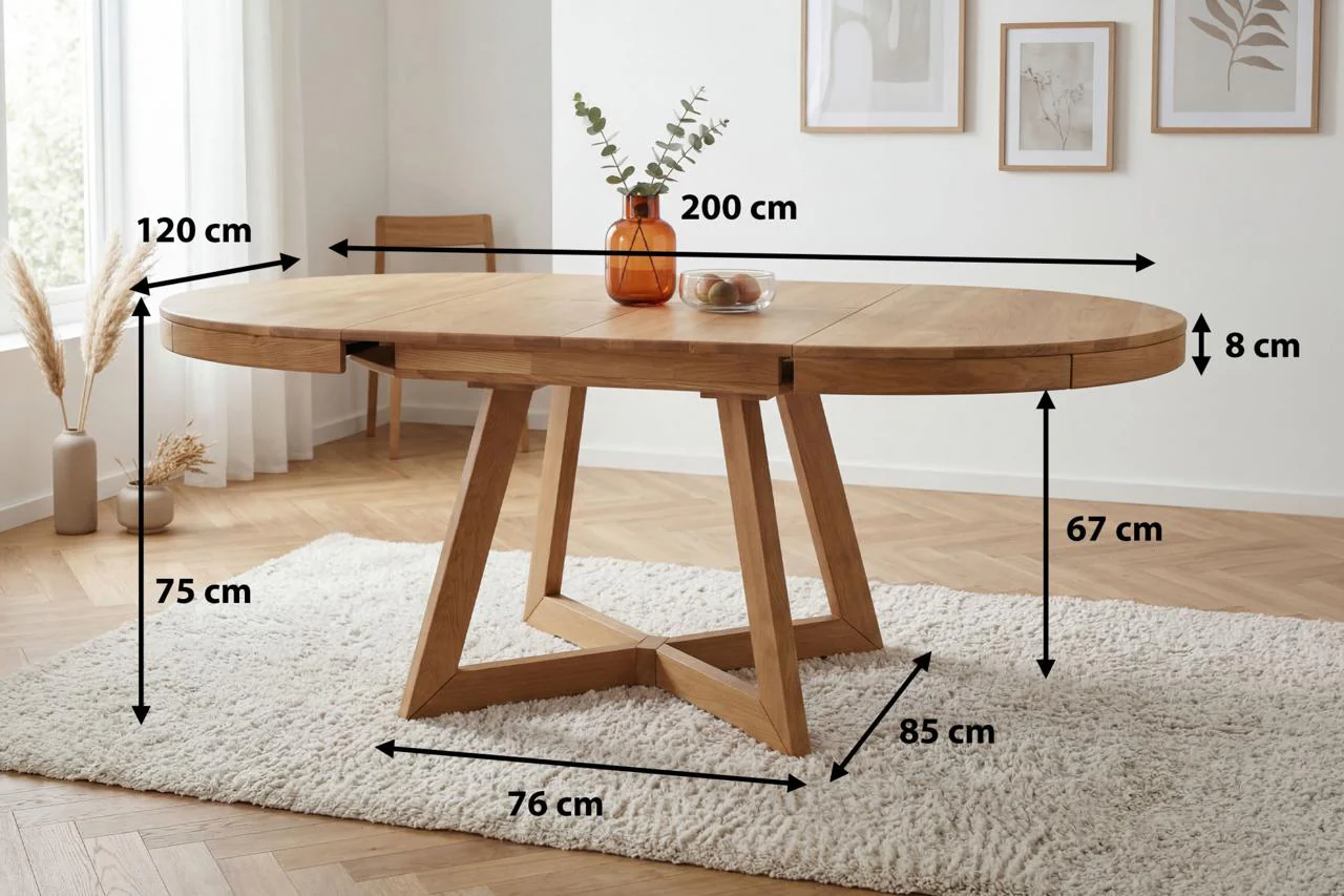 Table à manger ronde extensible en chêne massif Valence - NordicStory - Image 31