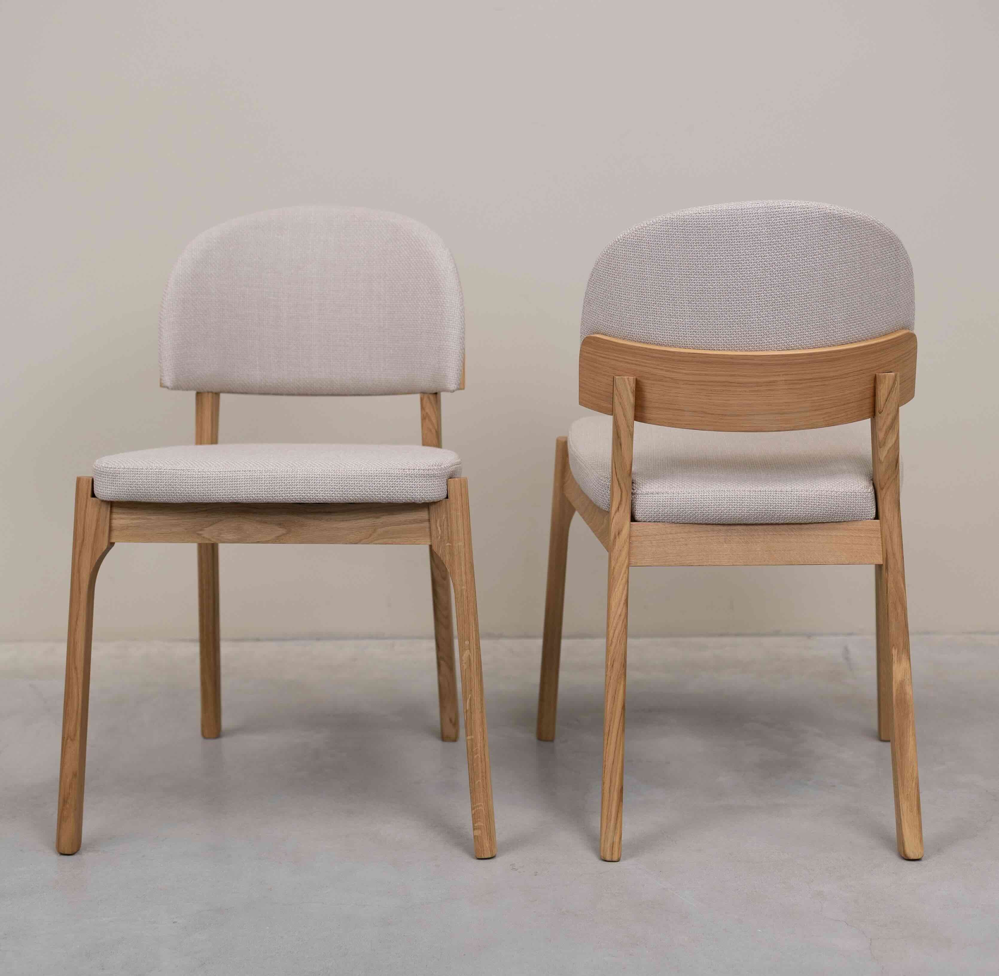 Chaise en bois massif de chêne Astrid, revêtement - Lot de 2 ou 4 chaises - NordicStory - Image 2