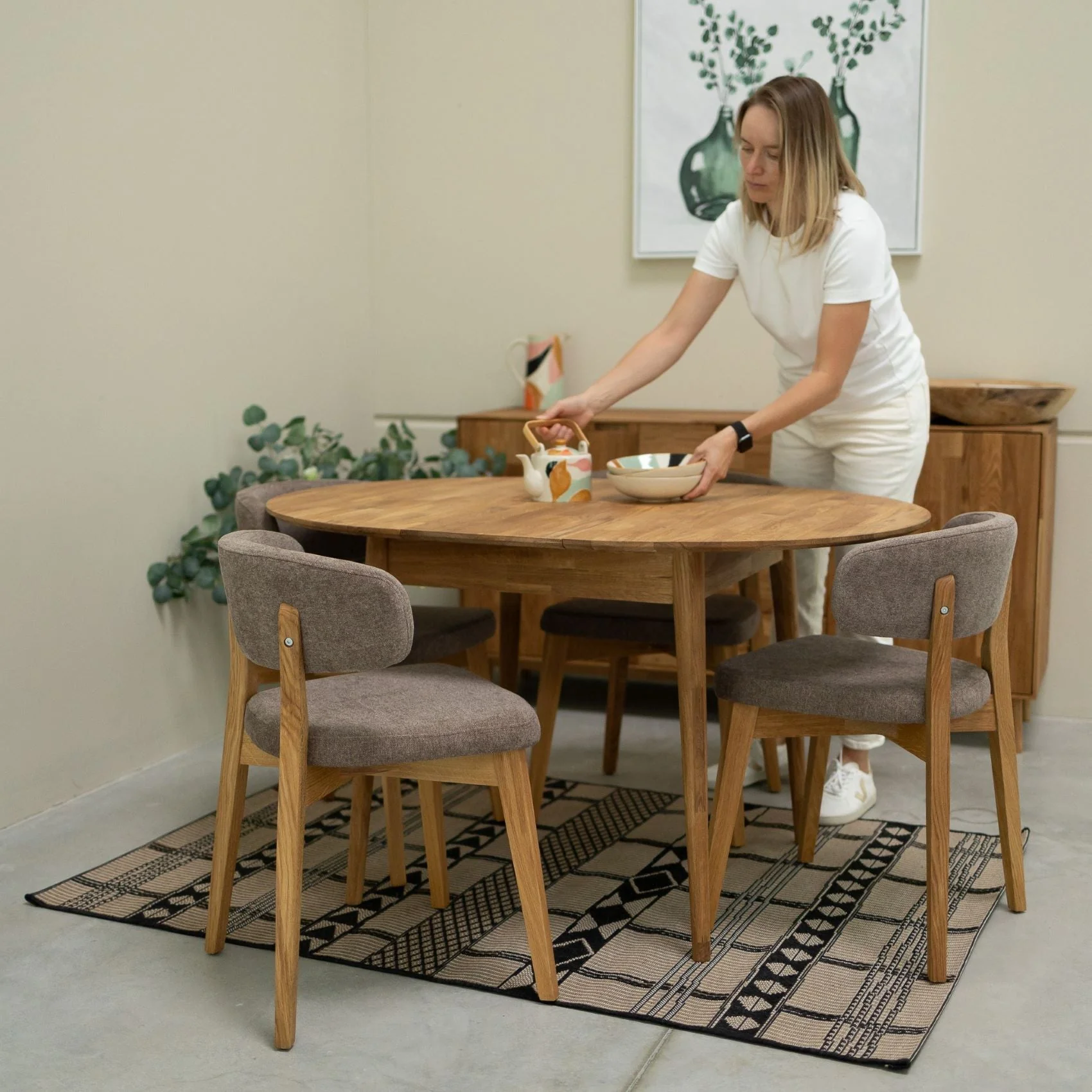 Chaise en bois massif de chêne Claus, revêtement Gris/Marron - Lot de 2 ou 4 chaises - NordicStory - Image 10