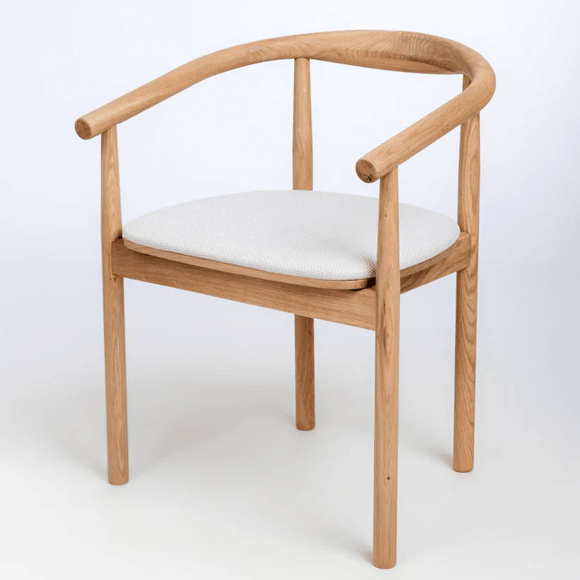 Chaise en bois massif de chêne Léa, revêtement en Gris/Beige - Lot de 2 ou 4 chaises - NordicStory - Image 3