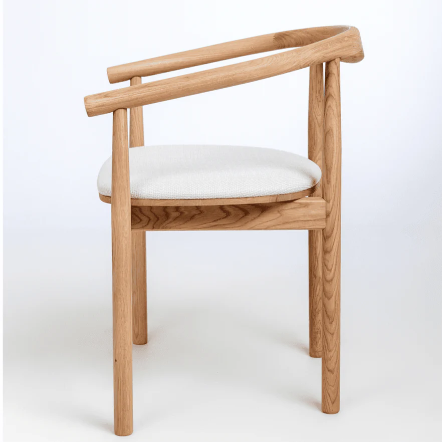 Chaise en bois massif de chêne Léa, revêtement en Gris/Beige - Lot de 2 ou 4 chaises - NordicStory - Image 4