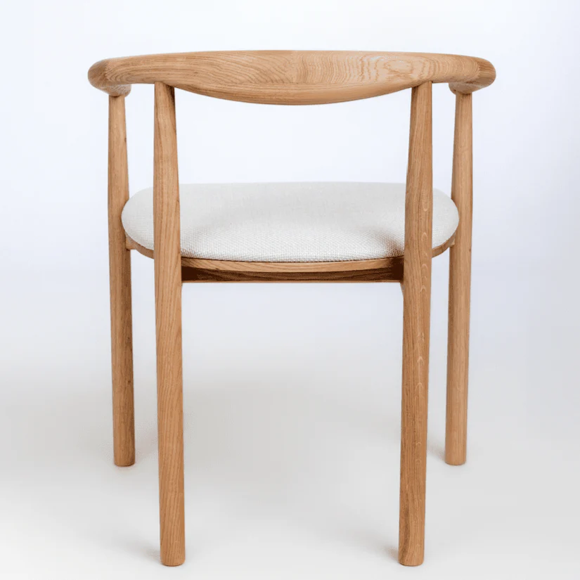 Chaise en bois massif de chêne Léa, revêtement en Gris/Beige - Lot de 2 ou 4 chaises - NordicStory - Image 5