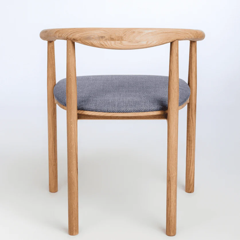 Chaise en bois massif de chêne Léa, revêtement en Gris/Beige - Lot de 2 ou 4 chaises - NordicStory - Image 8