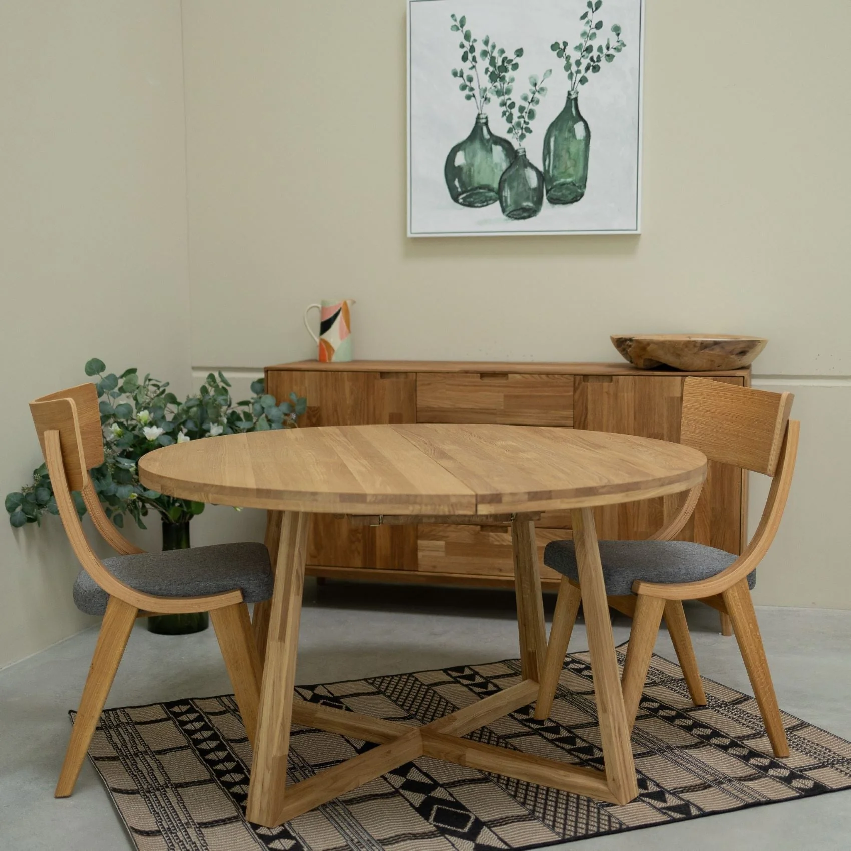 Chaise en bois massif de chêne Lucas, revêtement Gris/Beige - Lot de 2 ou 4 chaises - NordicStory - Image 27