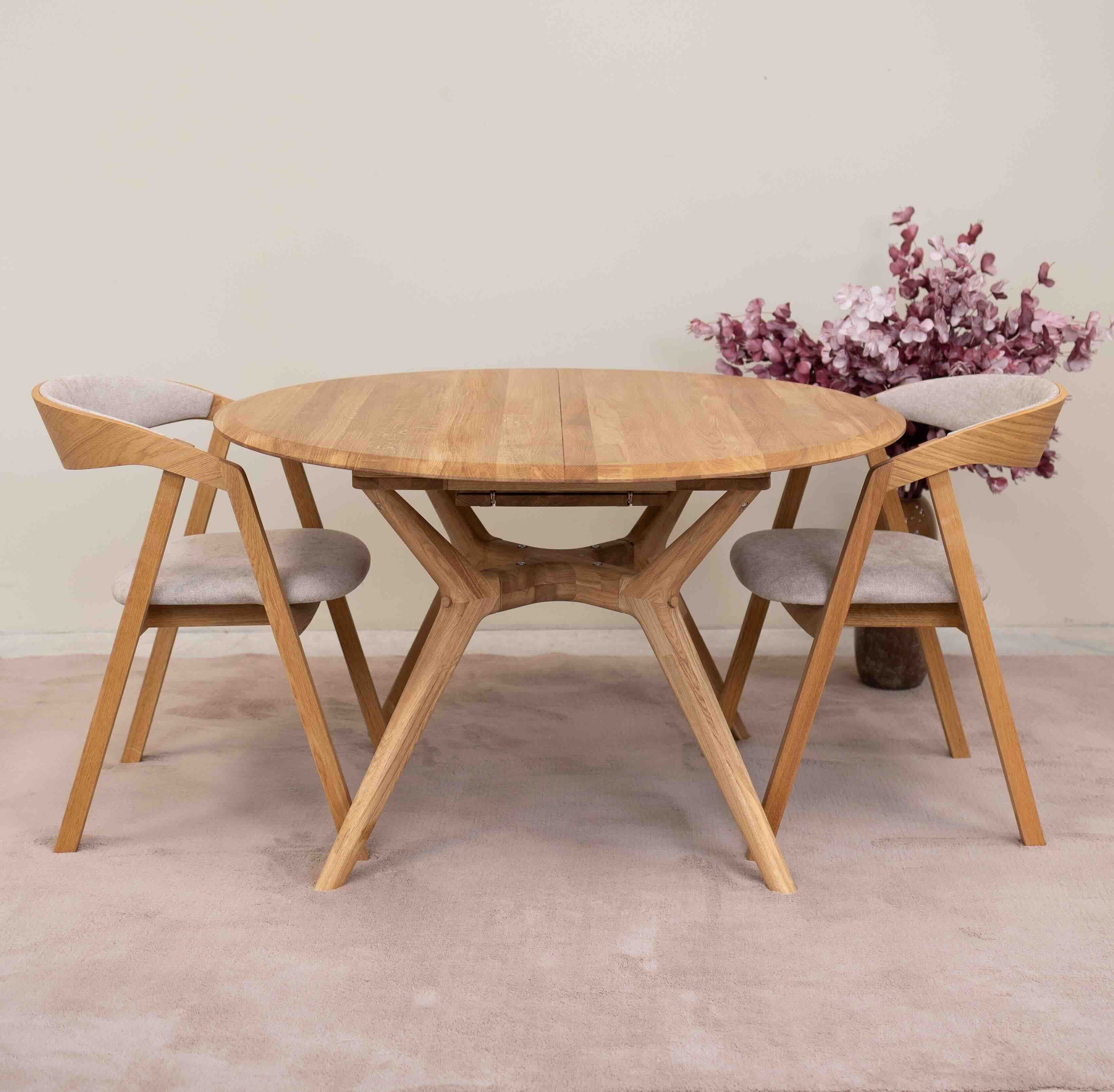 Chaise en bois massif de chêne Knut, revêtement Beige/Gris Anthracite - Lot de 2 ou de 4 chaises - NordicStory
