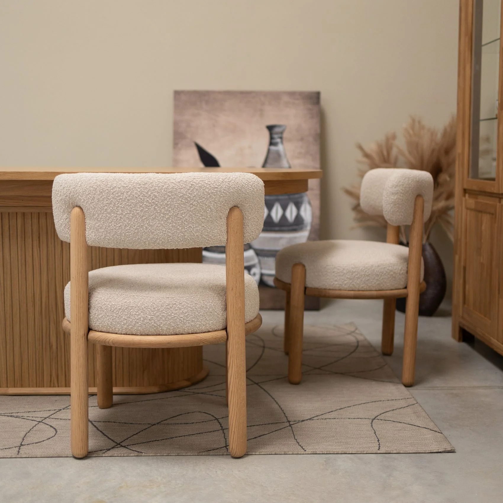Chaise en bois massif de chêne Lova, revêtement Ecru - Lot de 2 chaises - NordicStory - Image 2
