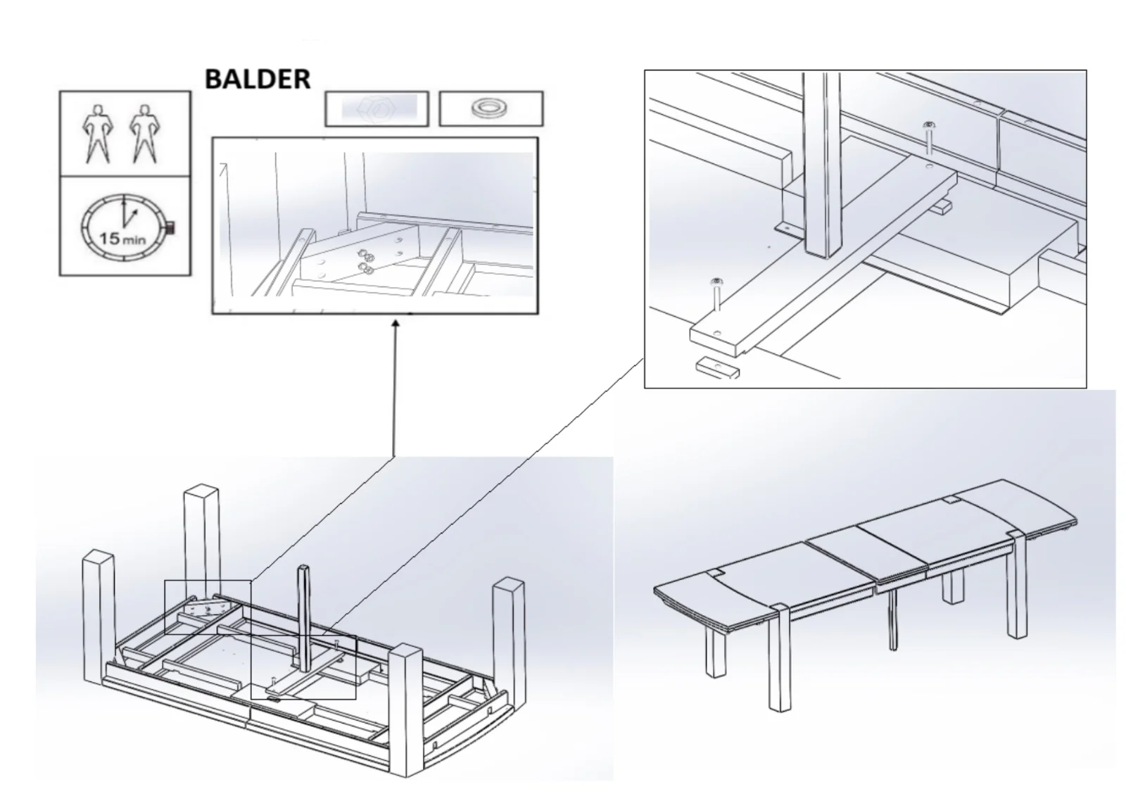 Table à manger extensible en bois massif de chêne Balder - NordicStory - Image 15
