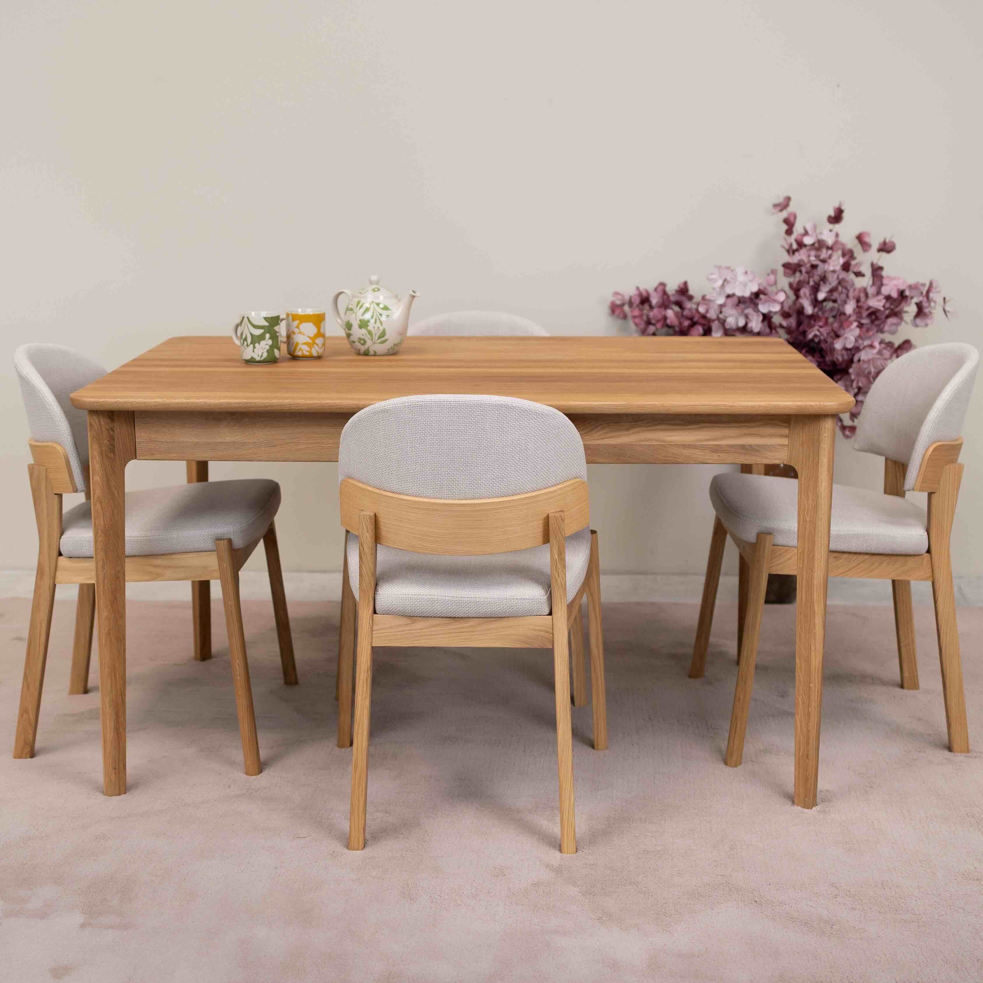 Table à manger rectangulaire extensible en bois massif de chêne Astrid - NordicStory - Image 13