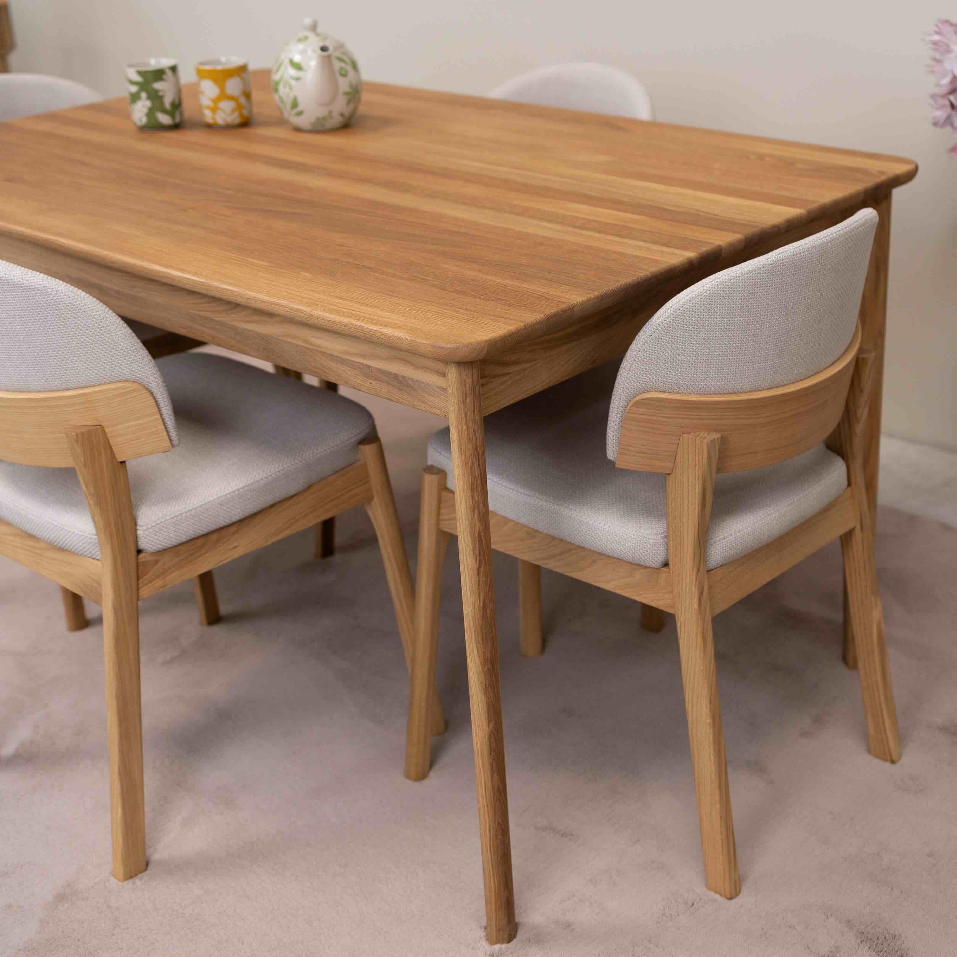 Table à manger rectangulaire extensible en bois massif de chêne Astrid - NordicStory - Image 16