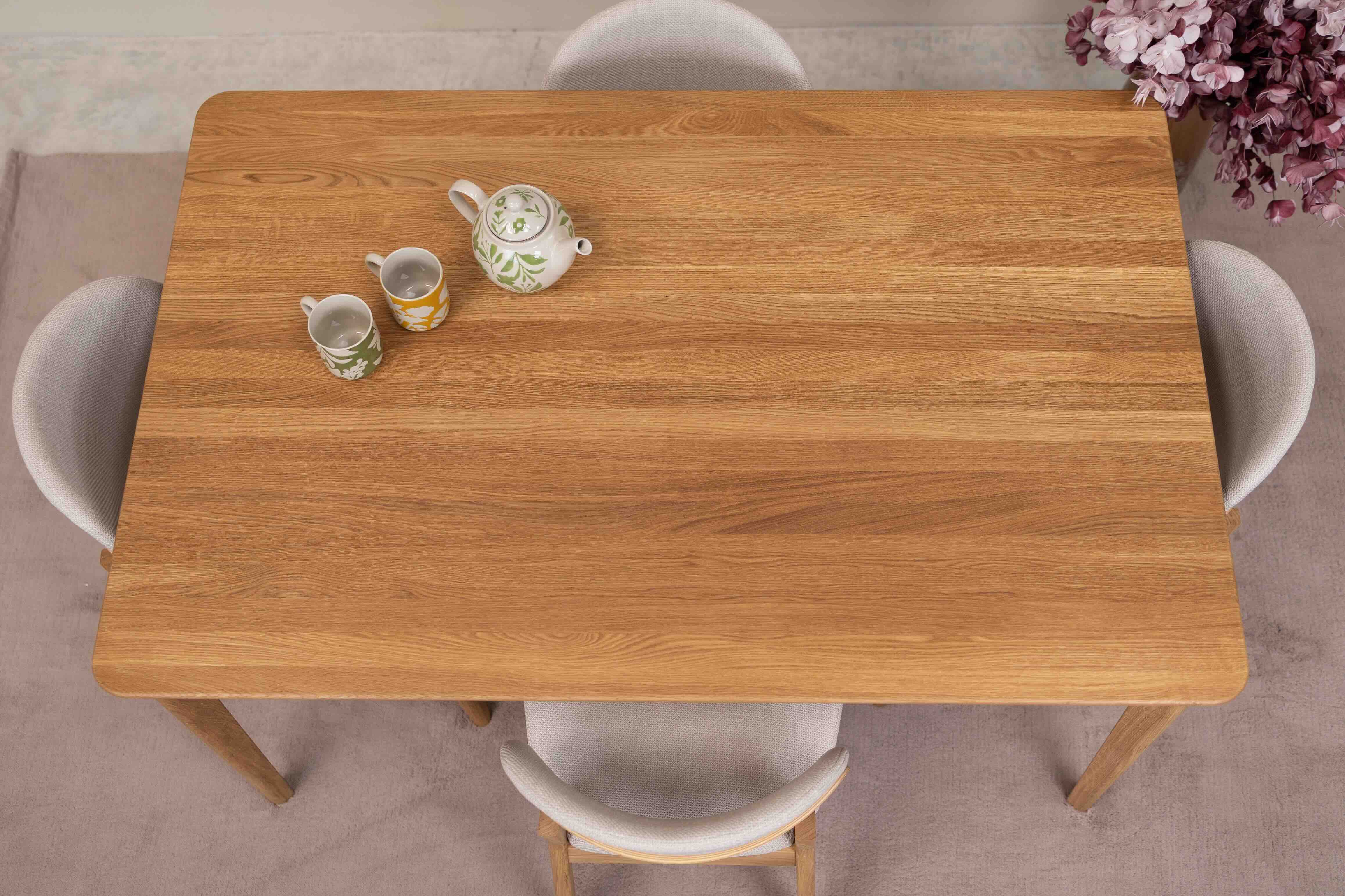 Table à manger rectangulaire extensible en bois massif de chêne Astrid - NordicStory - Image 17