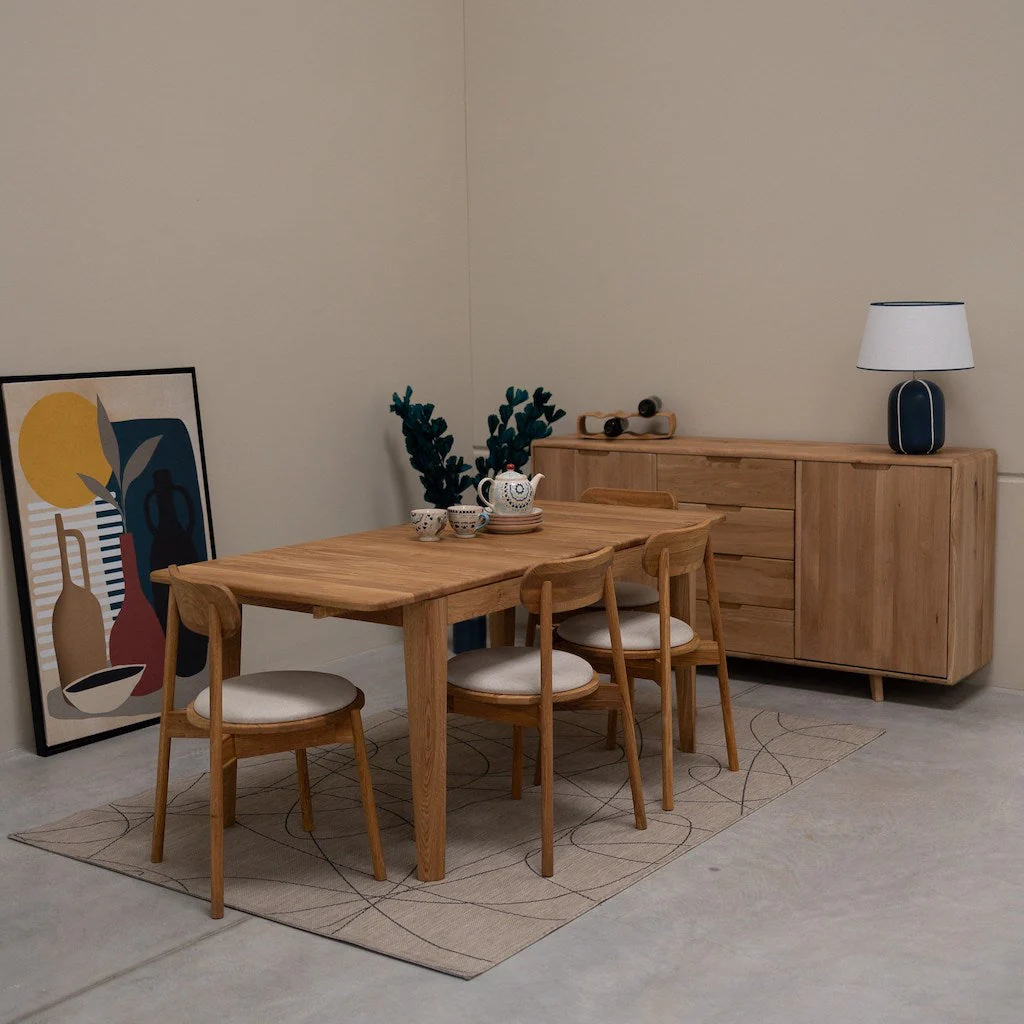 Table à manger rectangulaire extensible en bois massif de chêne Kodama - NordicStory - Image 24