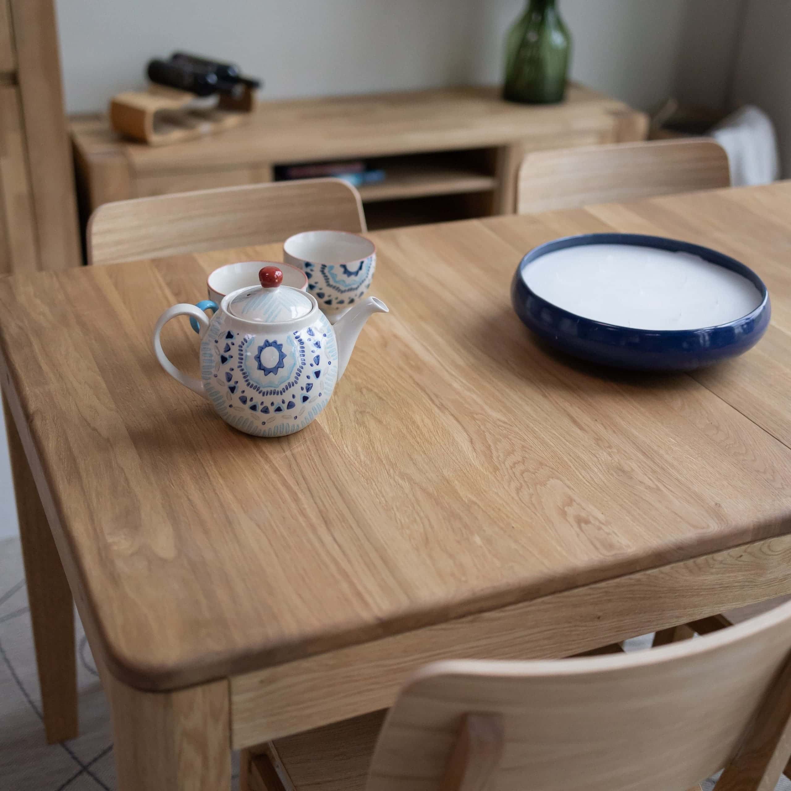 Table à manger rectangulaire extensible en bois massif de chêne Kodama - NordicStory - Image 6