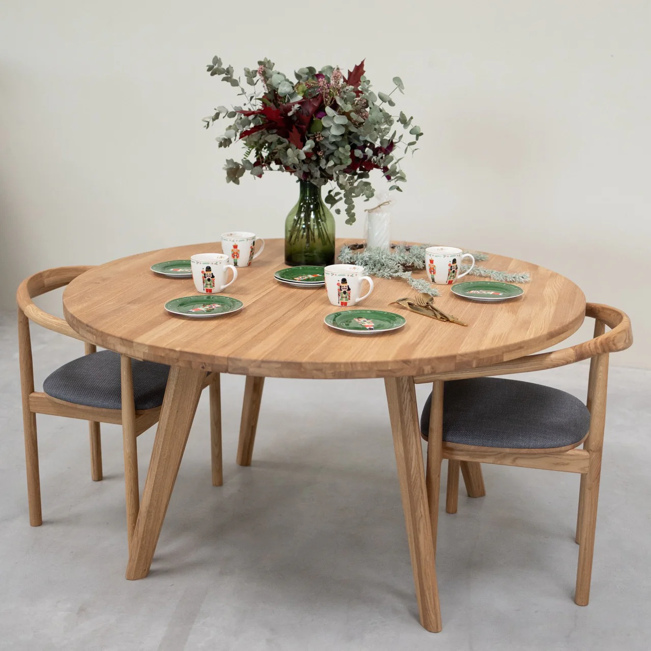 Table à manger ronde extensible en bois massif de chêne Léa - NordicStory - Image 19