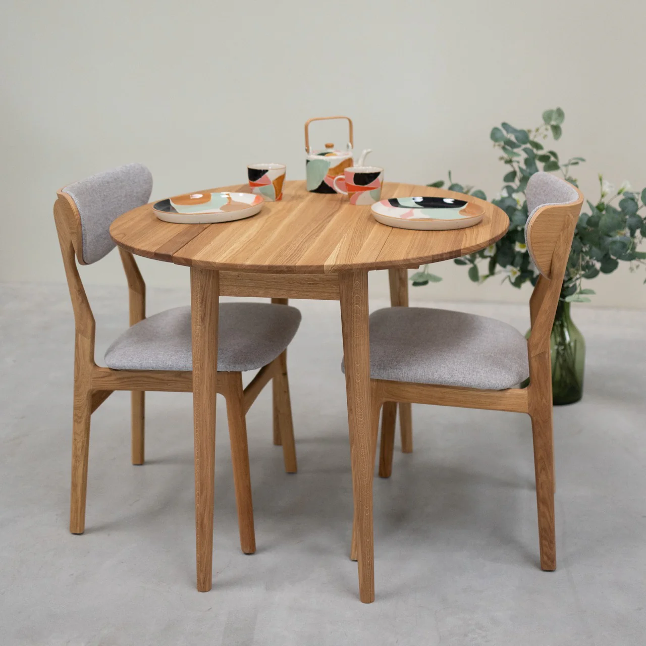 Table à manger ronde extensible en bois massif de chêne Luna - NordicStory - Image 7